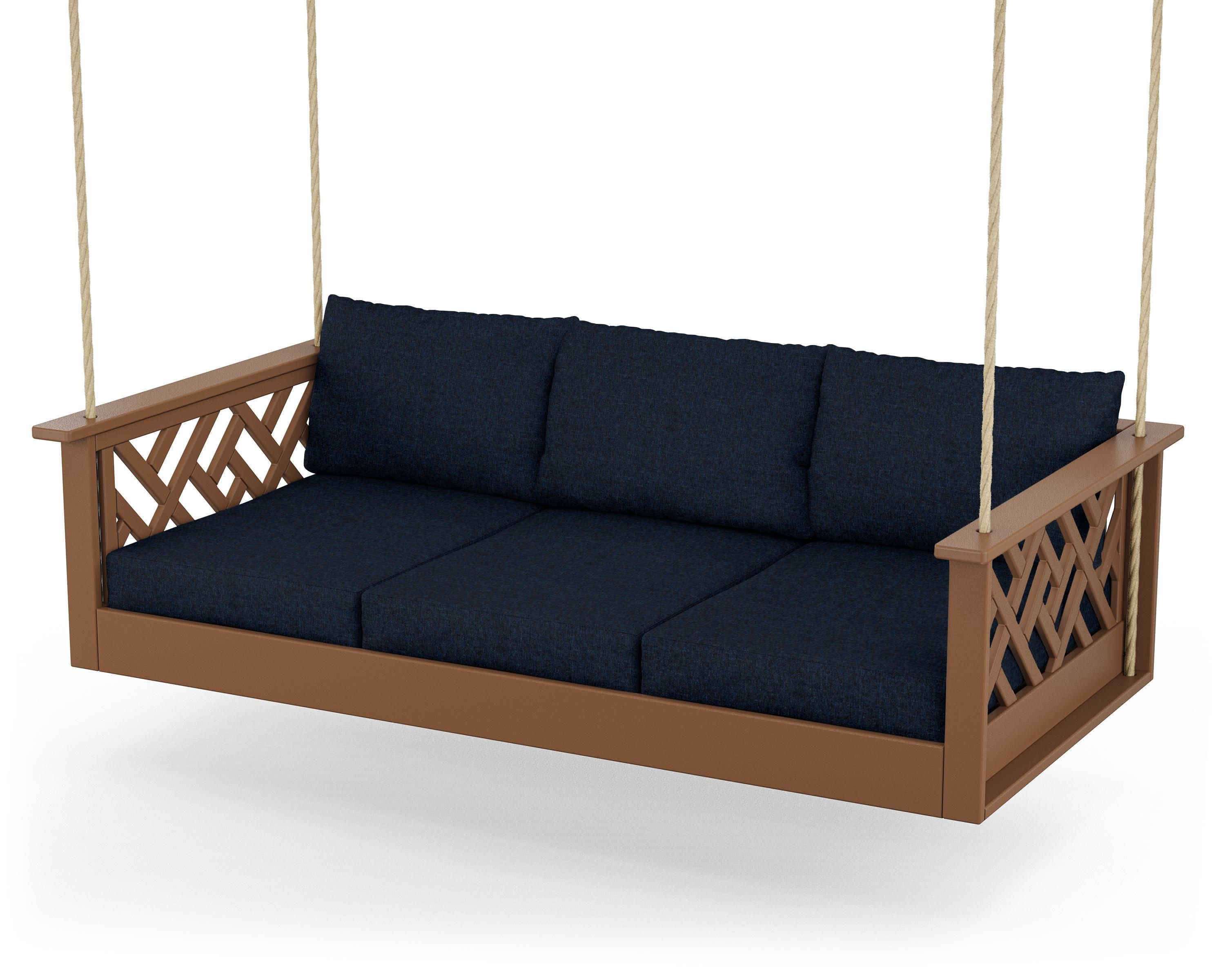Chippendale Daybed Swing in Teak / Marine Indigo