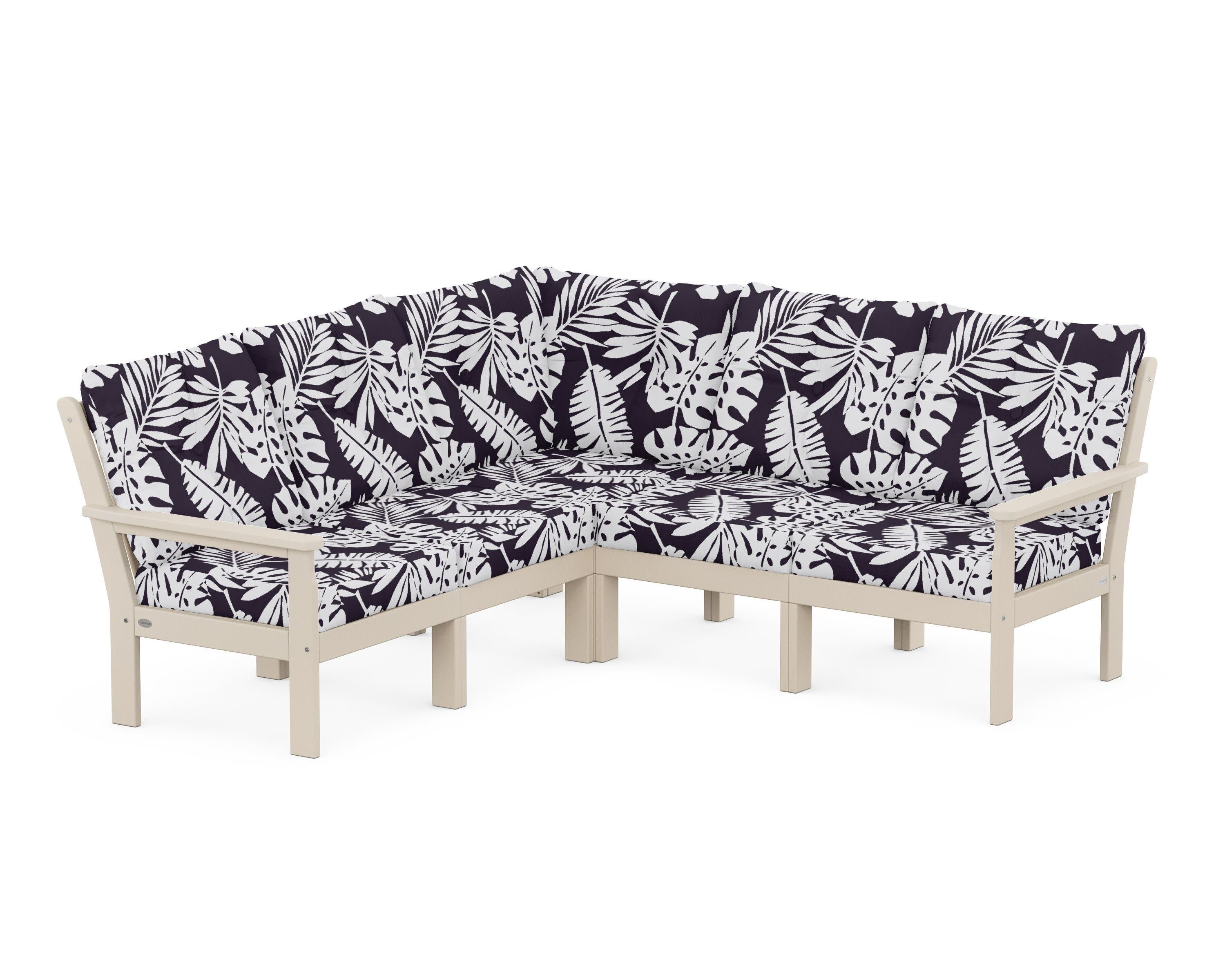 Vineyard 5-Piece Sectional in Sand / Leaf Navy