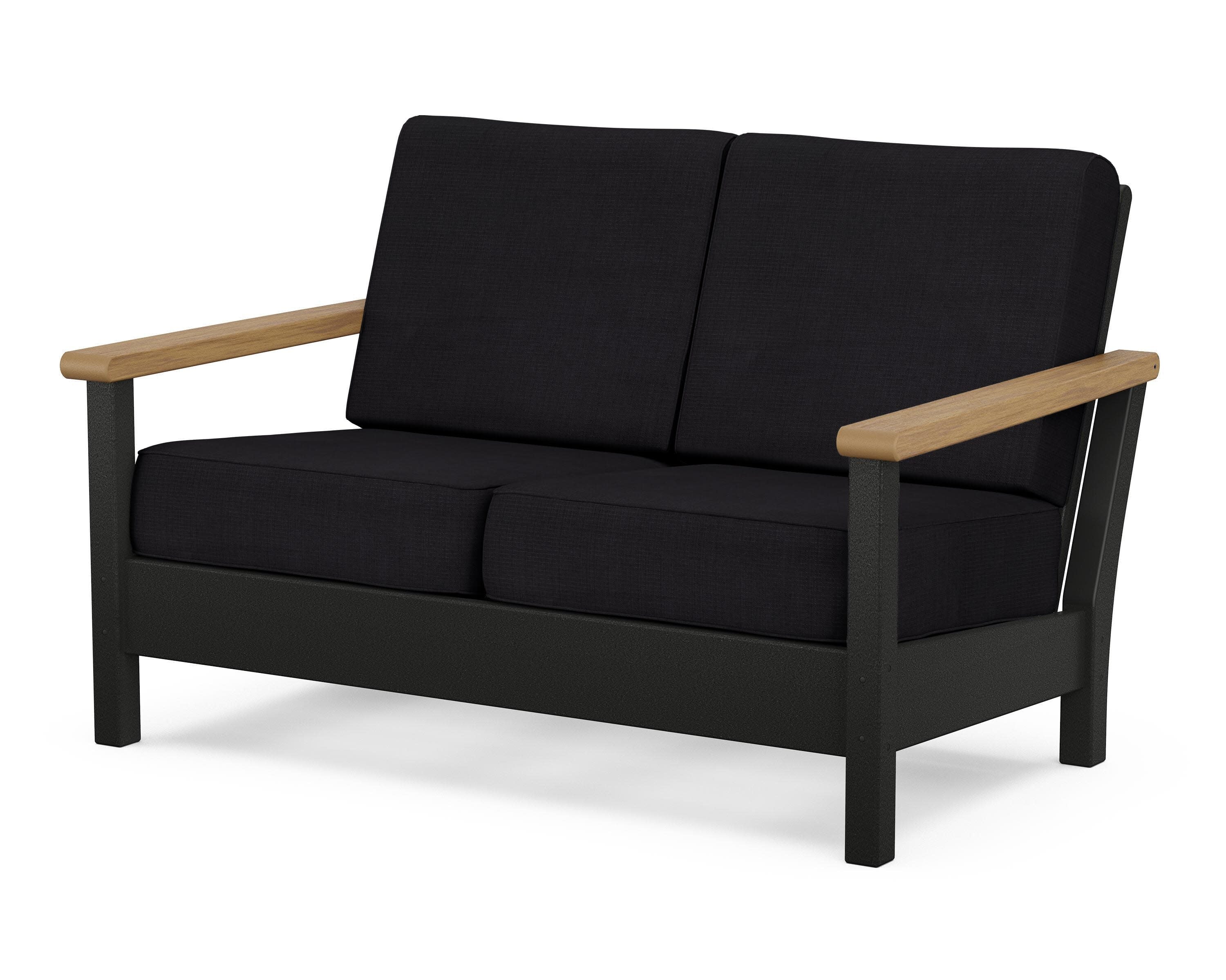 Harbour Deep Seating Loveseat in Black / Natural / Midnight Linen