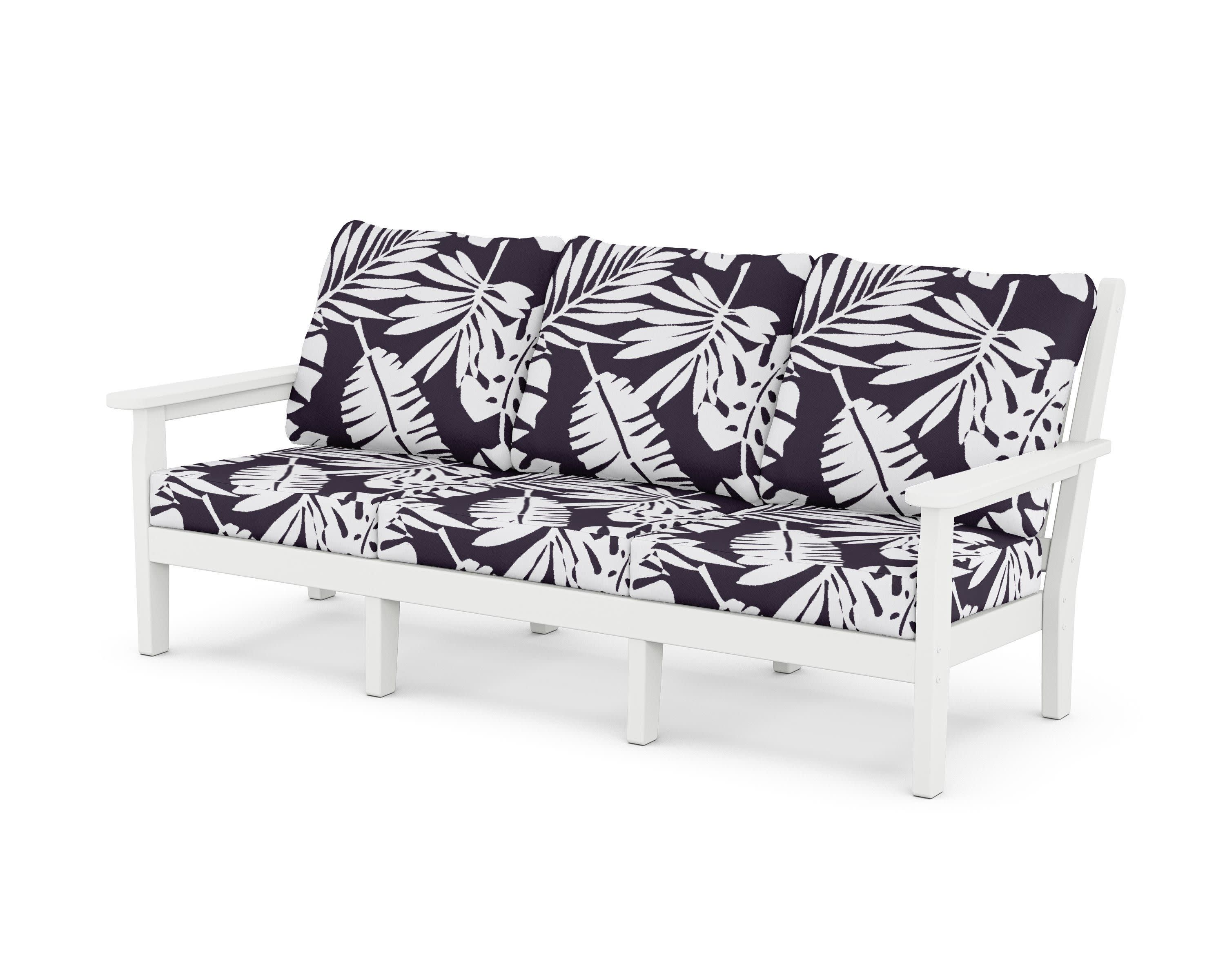 Chippendale Deep Seating Sofa in White / Leaf Navy