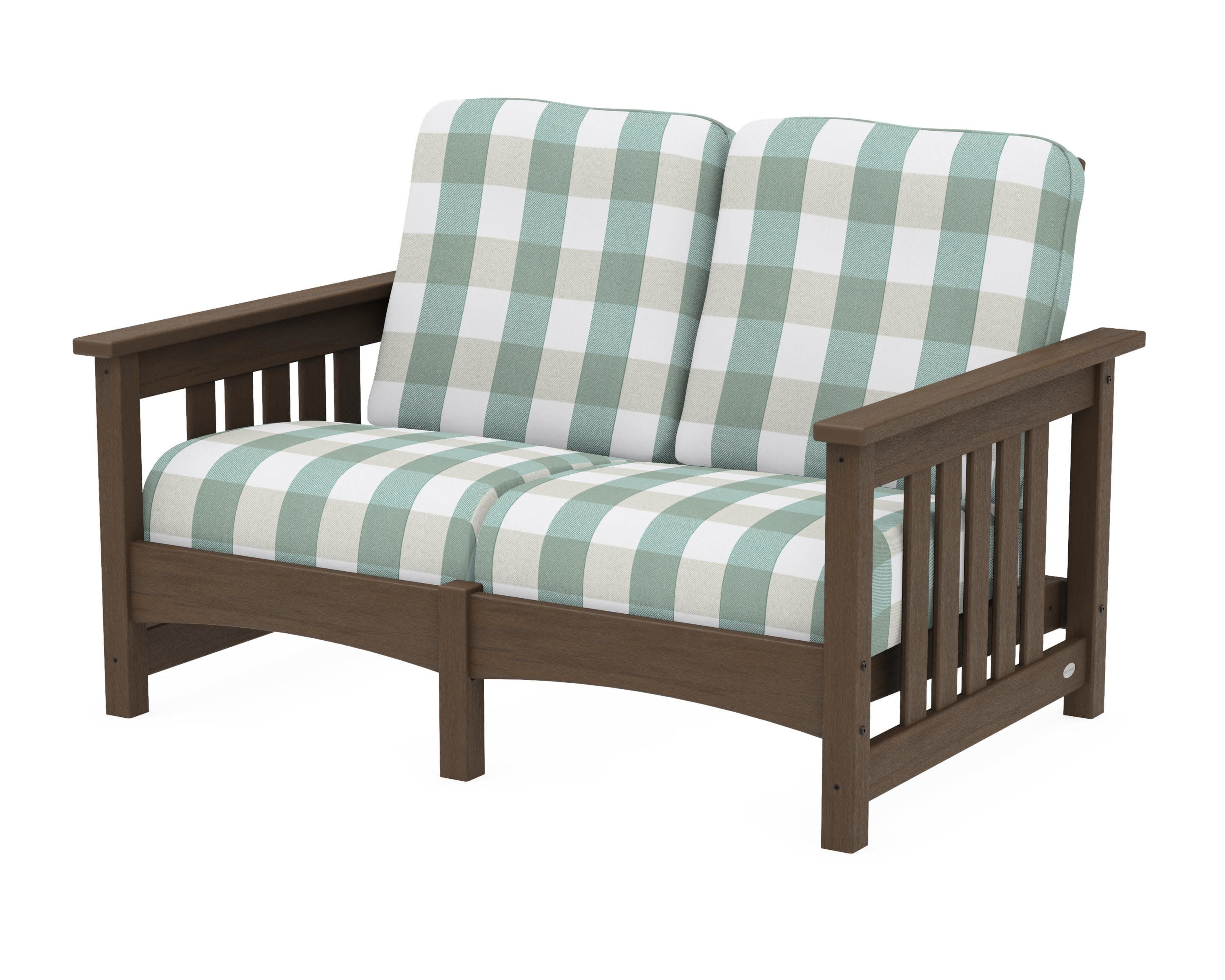 Club Mission Loveseat in Kona / Buffalo Plaid Glacier Spa