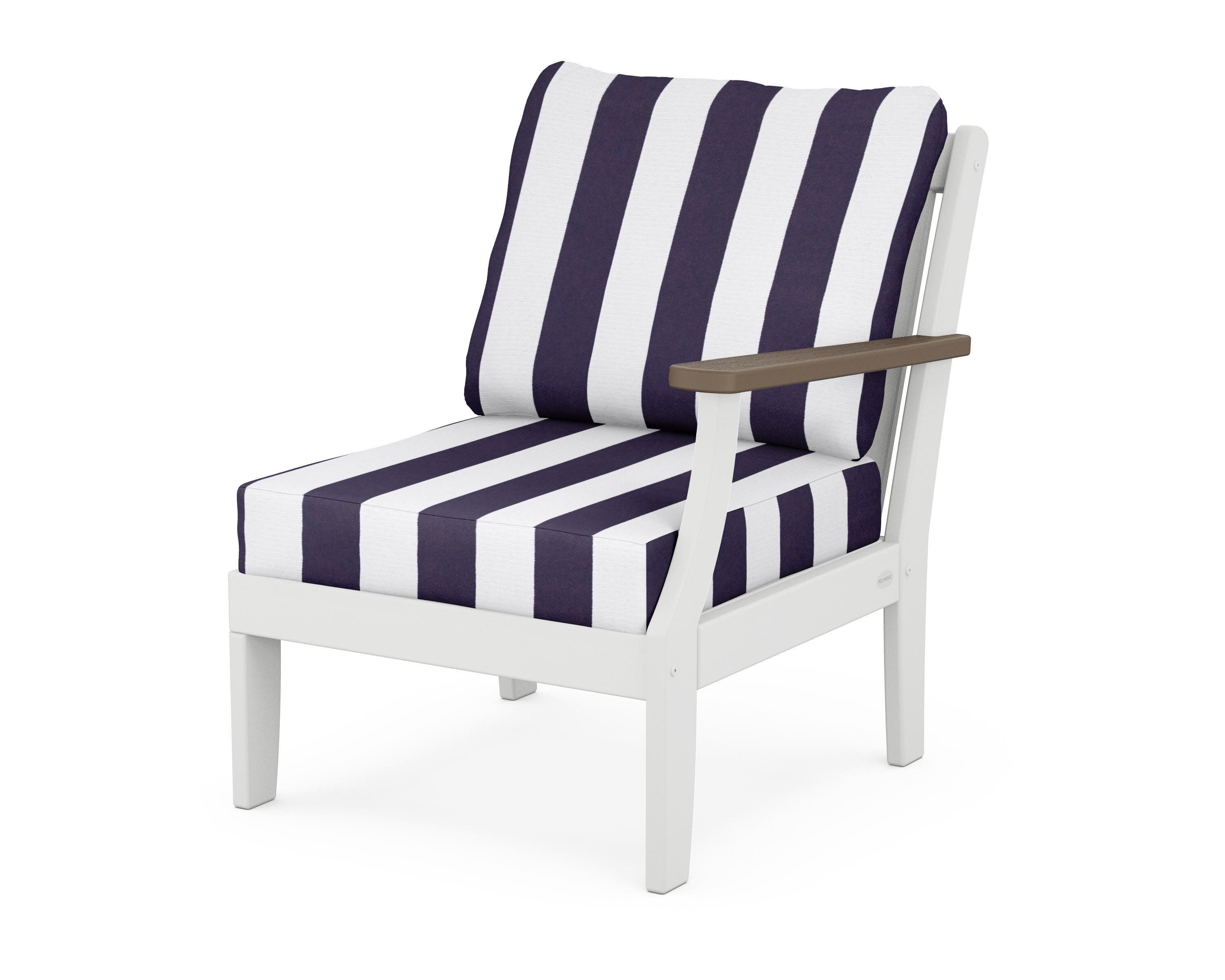 Braxton Modular Right Arm Chair in White / Kona / Cabana Stripe Navy