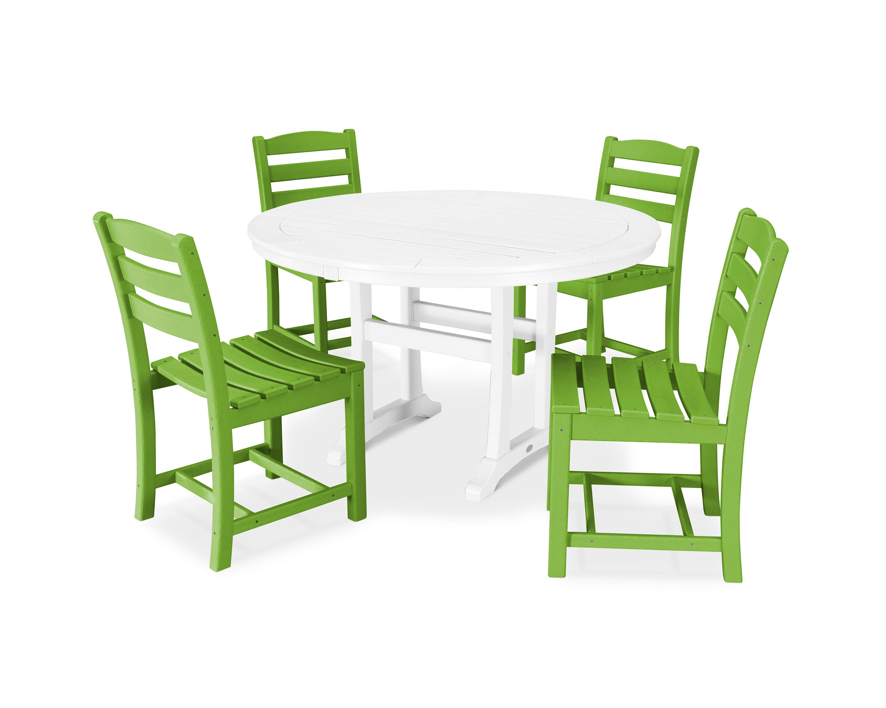 La Casa Caf 5-Piece Side Chair Dining Set in Lime / White
