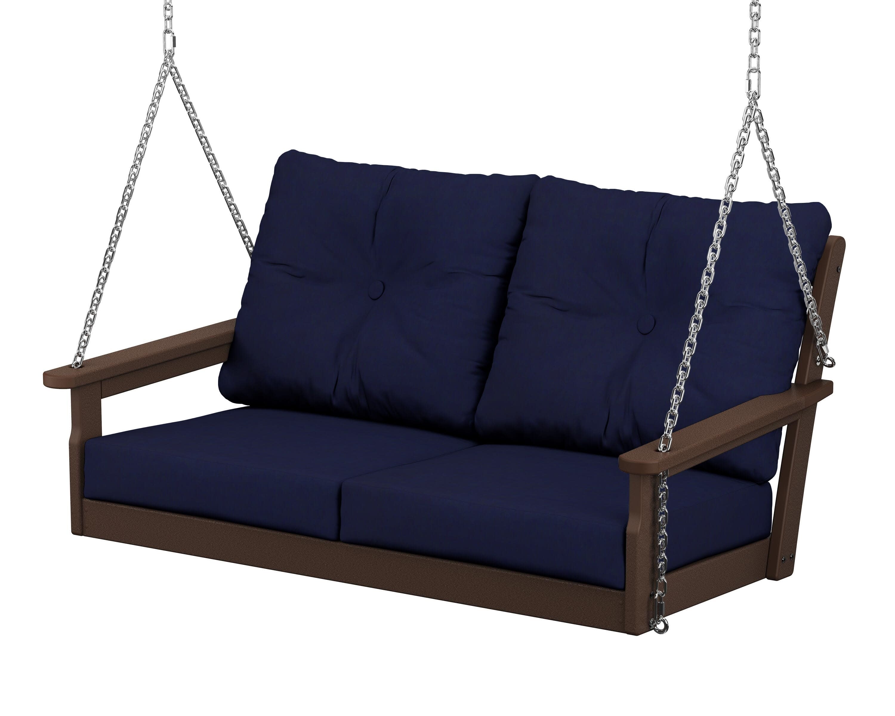 Vineyard Deep Seating Swing in Mahogany / Navy