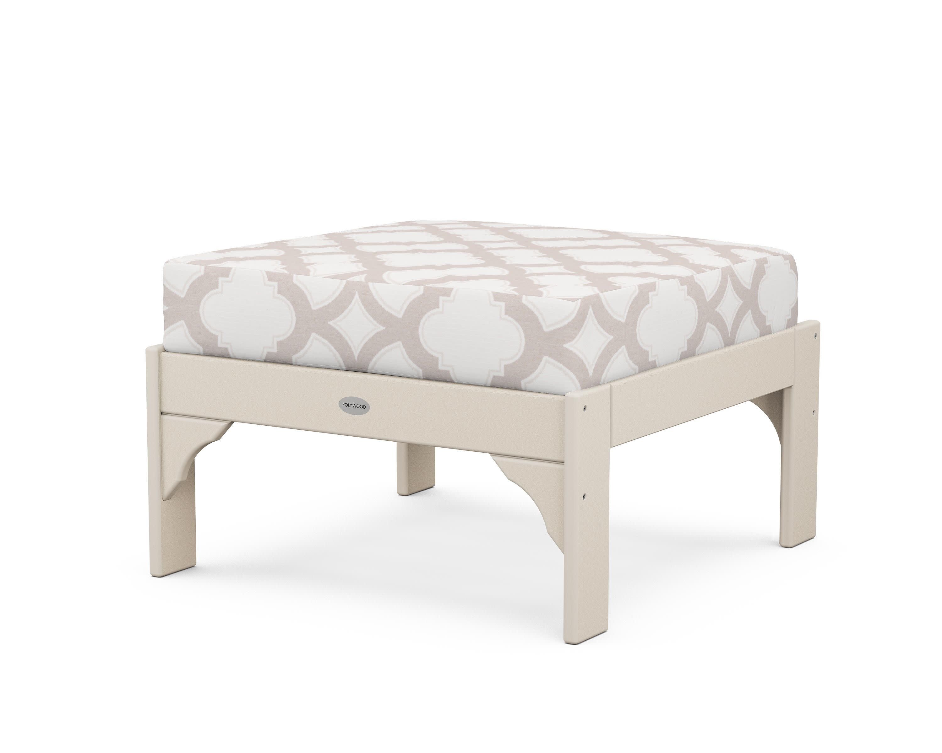 Vineyard Deep Seating Ottoman in Sand / Trellis Dune Burlap