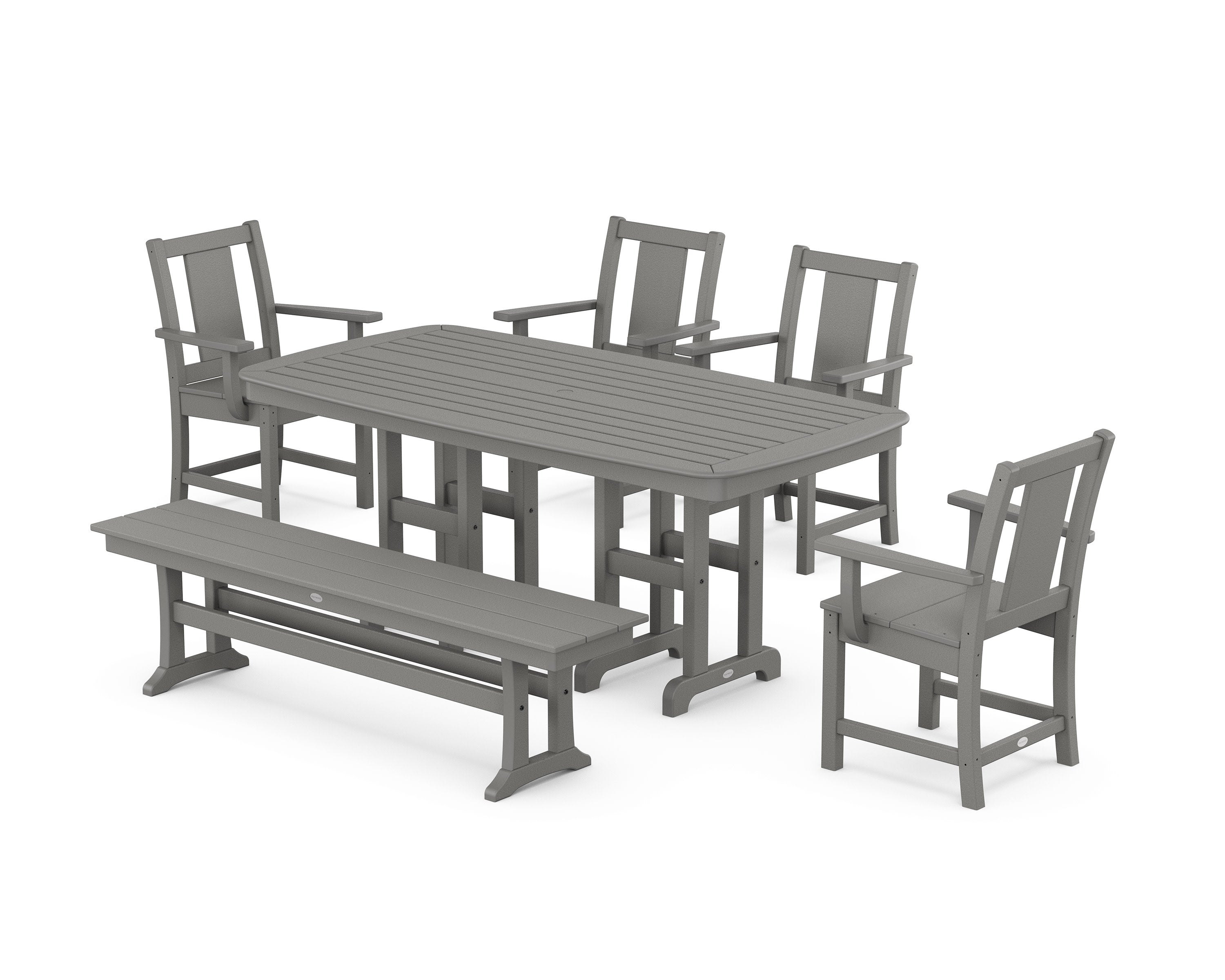 Prairie 6-Piece Dining Set with Bench in Slate Grey
