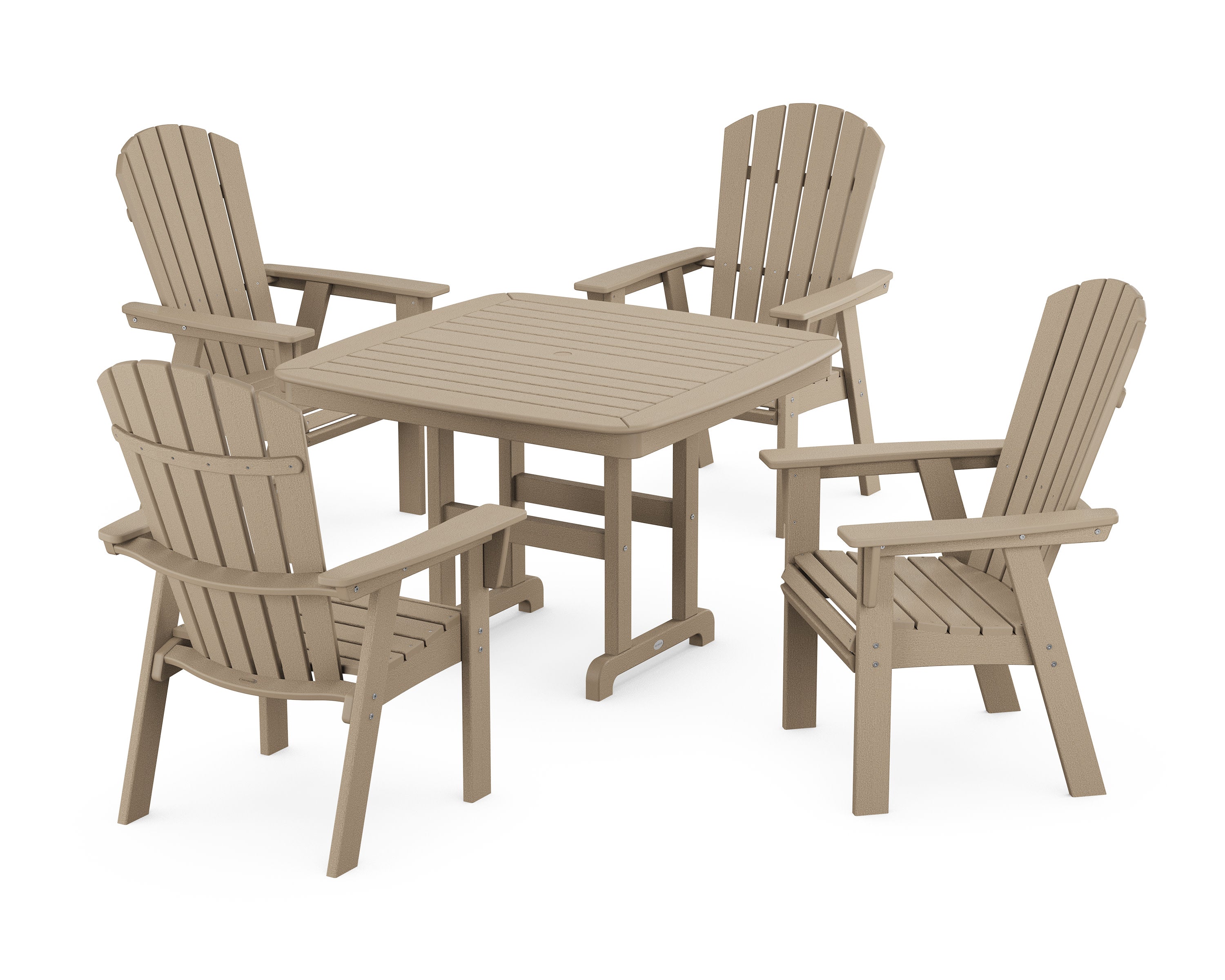 Nautical Curveback Adirondack 5-Piece Dining Set in Vintage Sahara