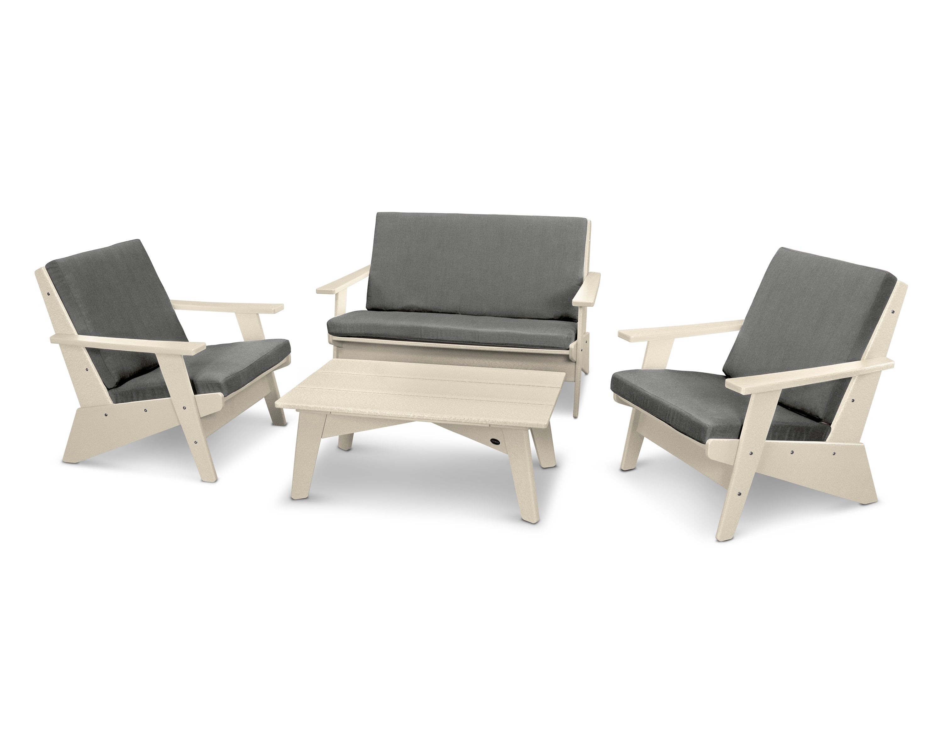 Riviera Modern Lounge 4-Piece Set in Sand / Blend Coal