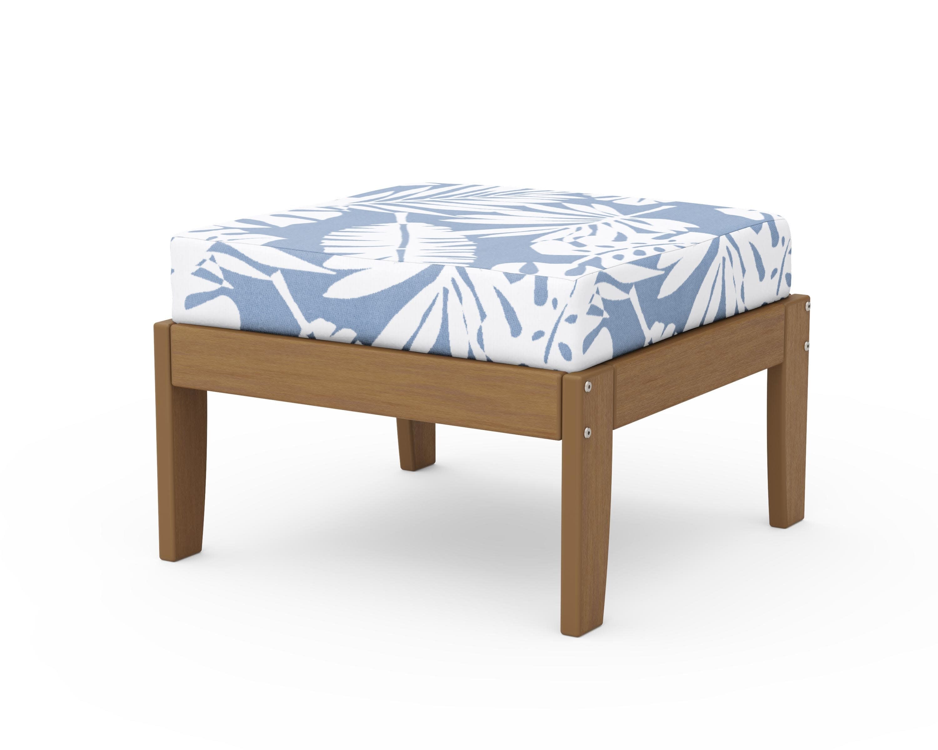 Modular Ottoman - Classic in Natural / Leaf Sky Blue