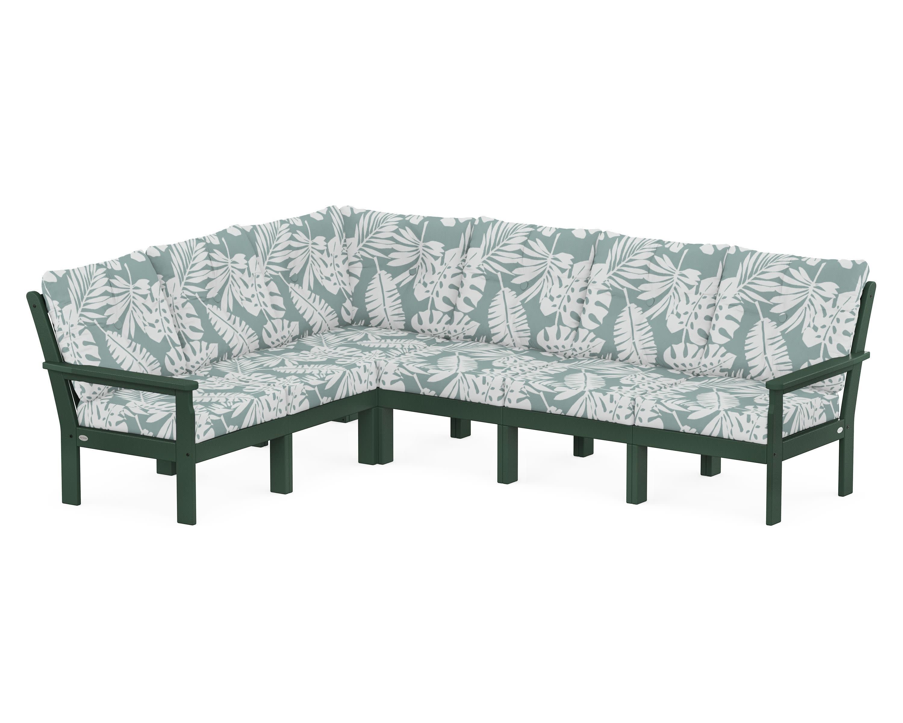Vineyard 6-Piece Sectional in Green / Leaf Glacier Spa
