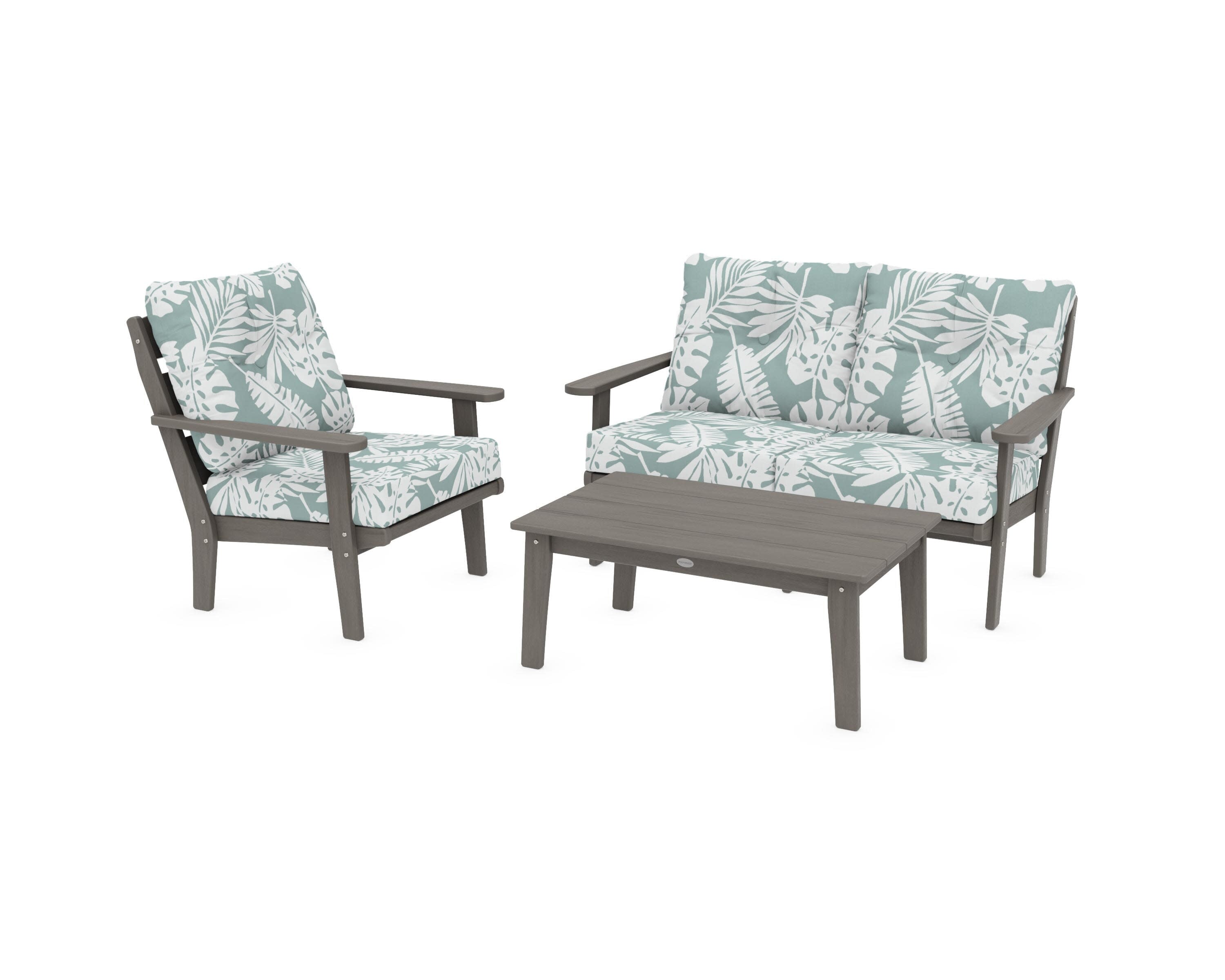 Lakeside 3-Piece Deep Seating Set in Driftwood / Leaf Glacier Spa