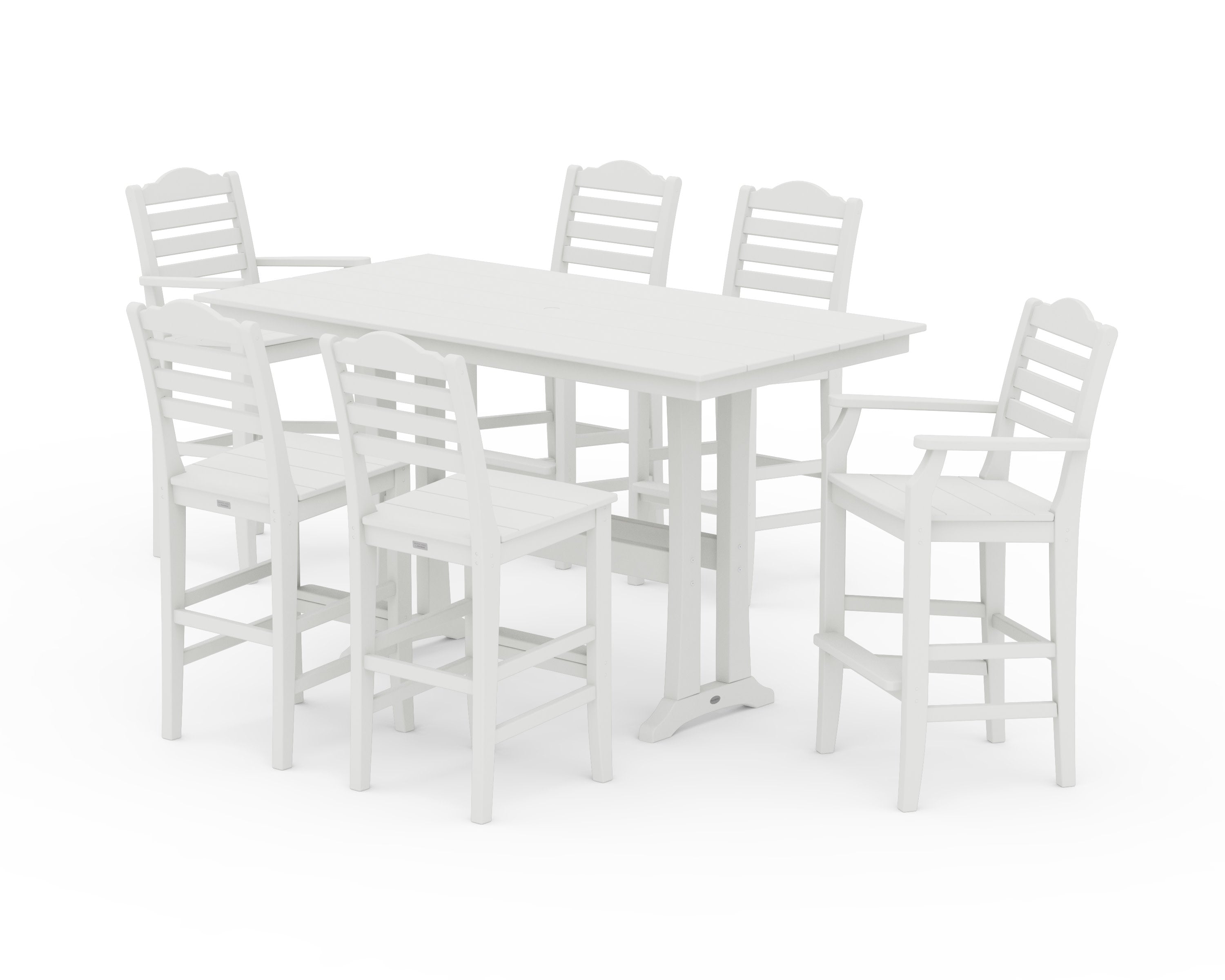 Savannah 7-Piece Farmhouse Bar Set with Trestle Legs in Vintage White