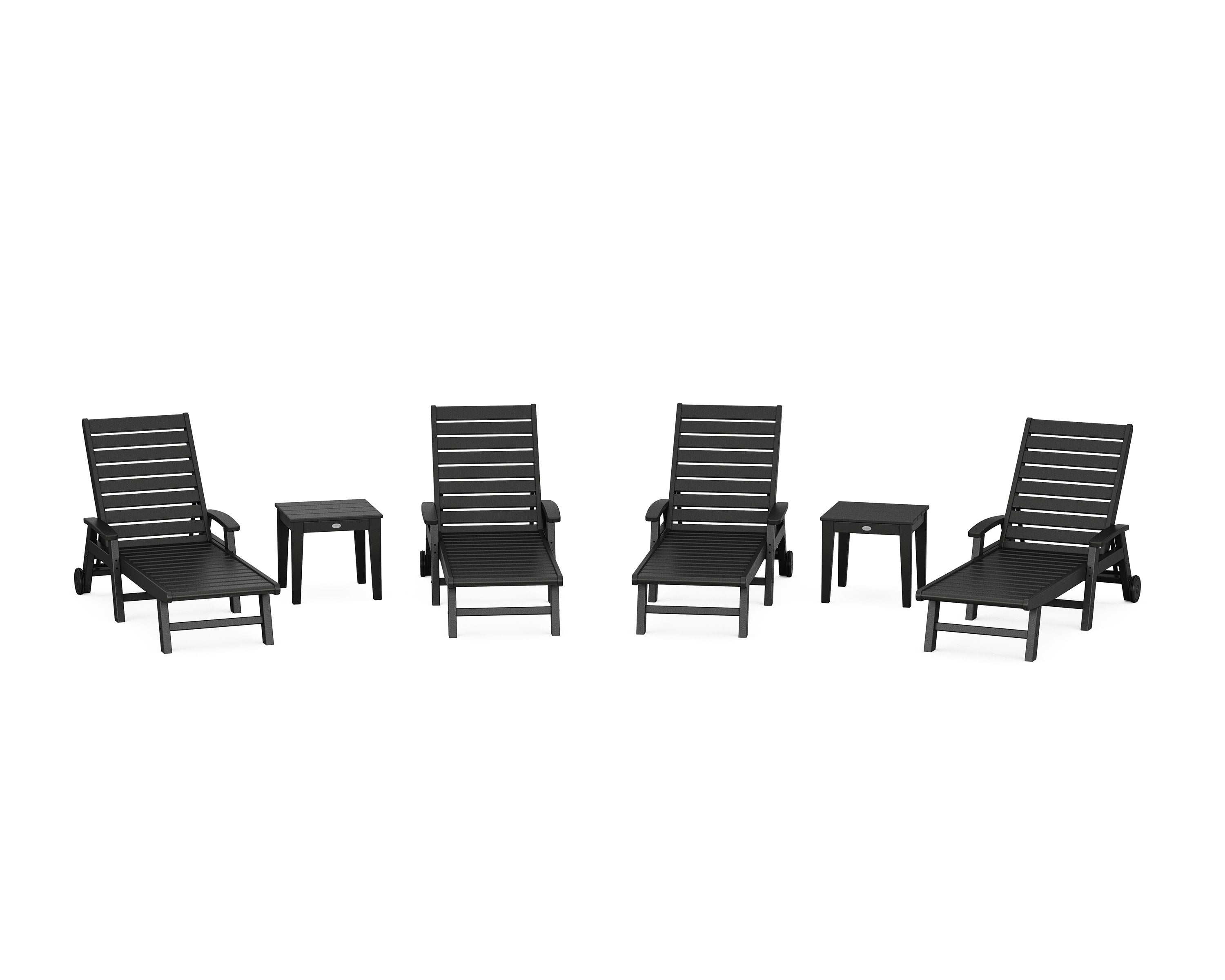 Signature Chaise 6-Piece Set with Wheels in Black