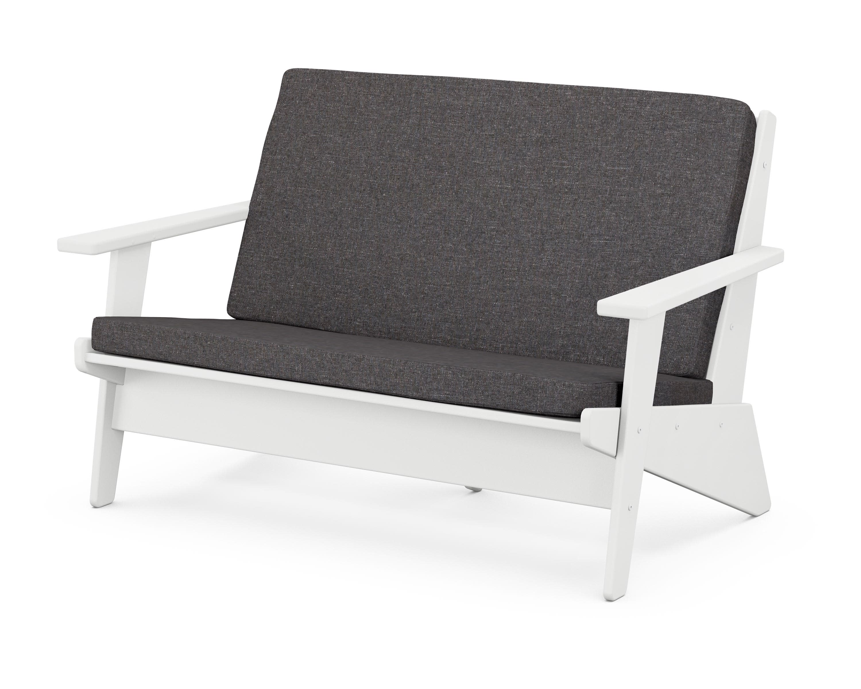 Riviera Modern Lounge Loveseat in White / Ash Charcoal