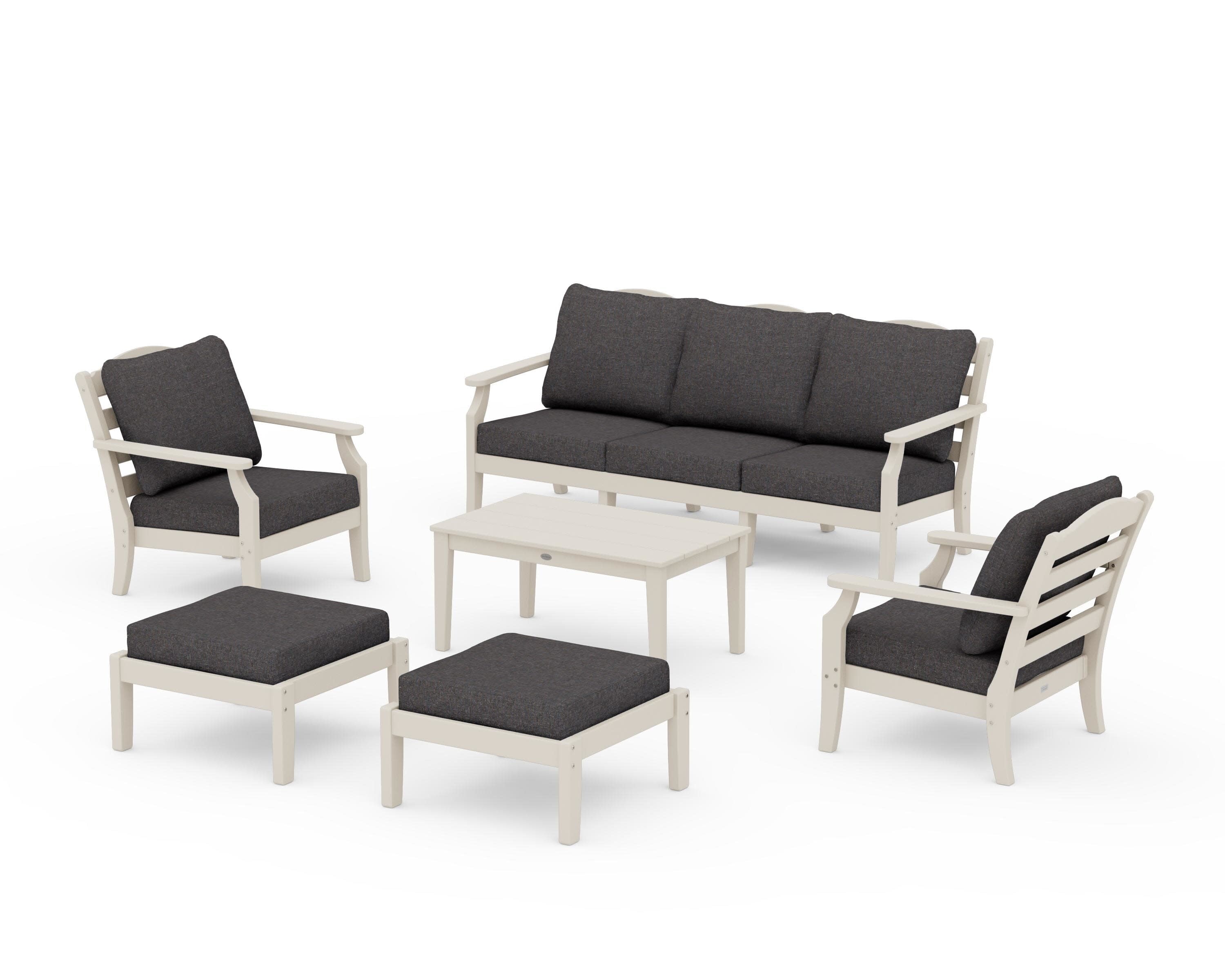 Savannah 6-Piece Lounge Sofa Set in Sand / Ash Charcoal