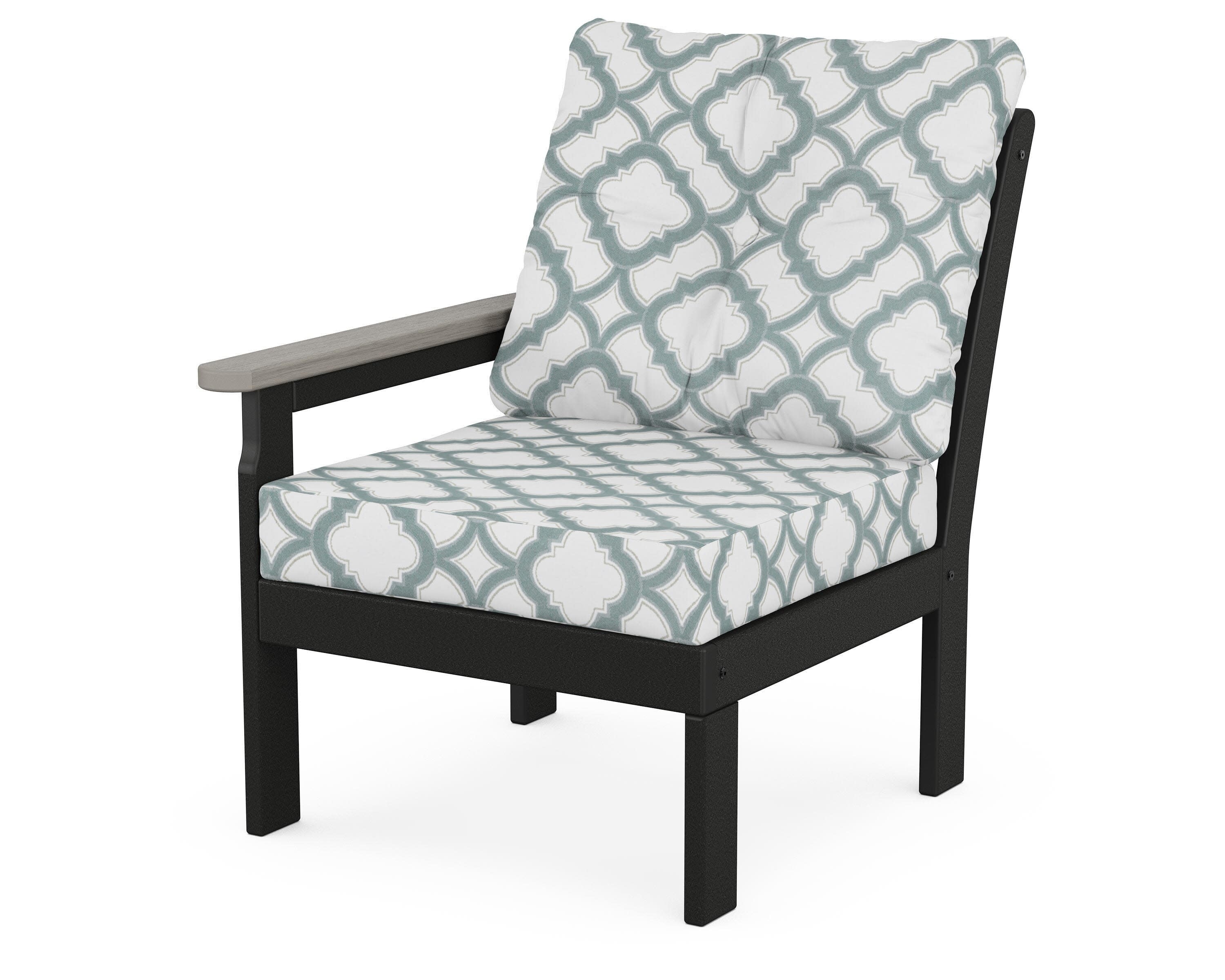 Vineyard Modular Left Arm Chair in Black / Driftwood / Trellis Glacier Spa