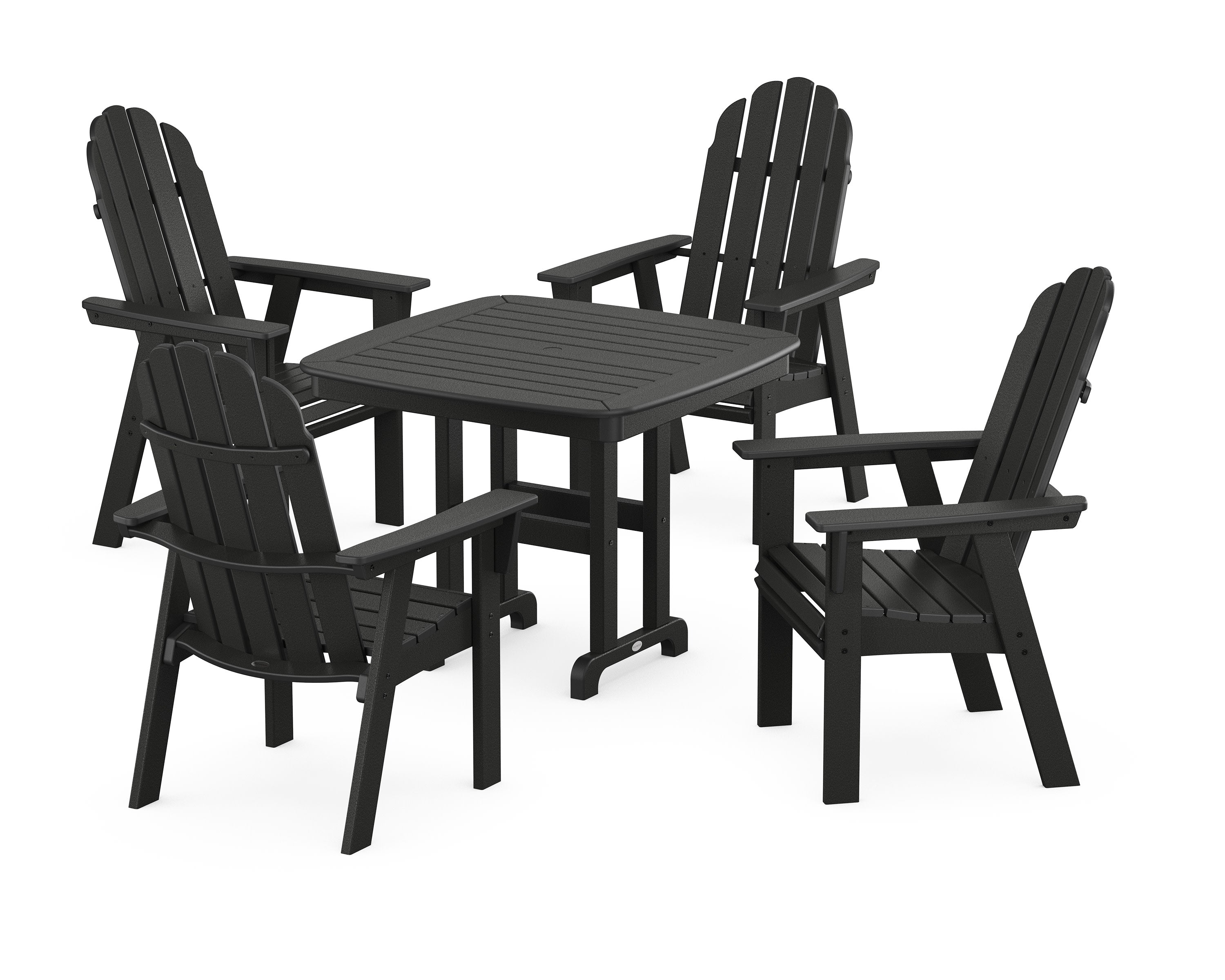 Vineyard Curveback Adirondack 5-Piece Dining Set in Black