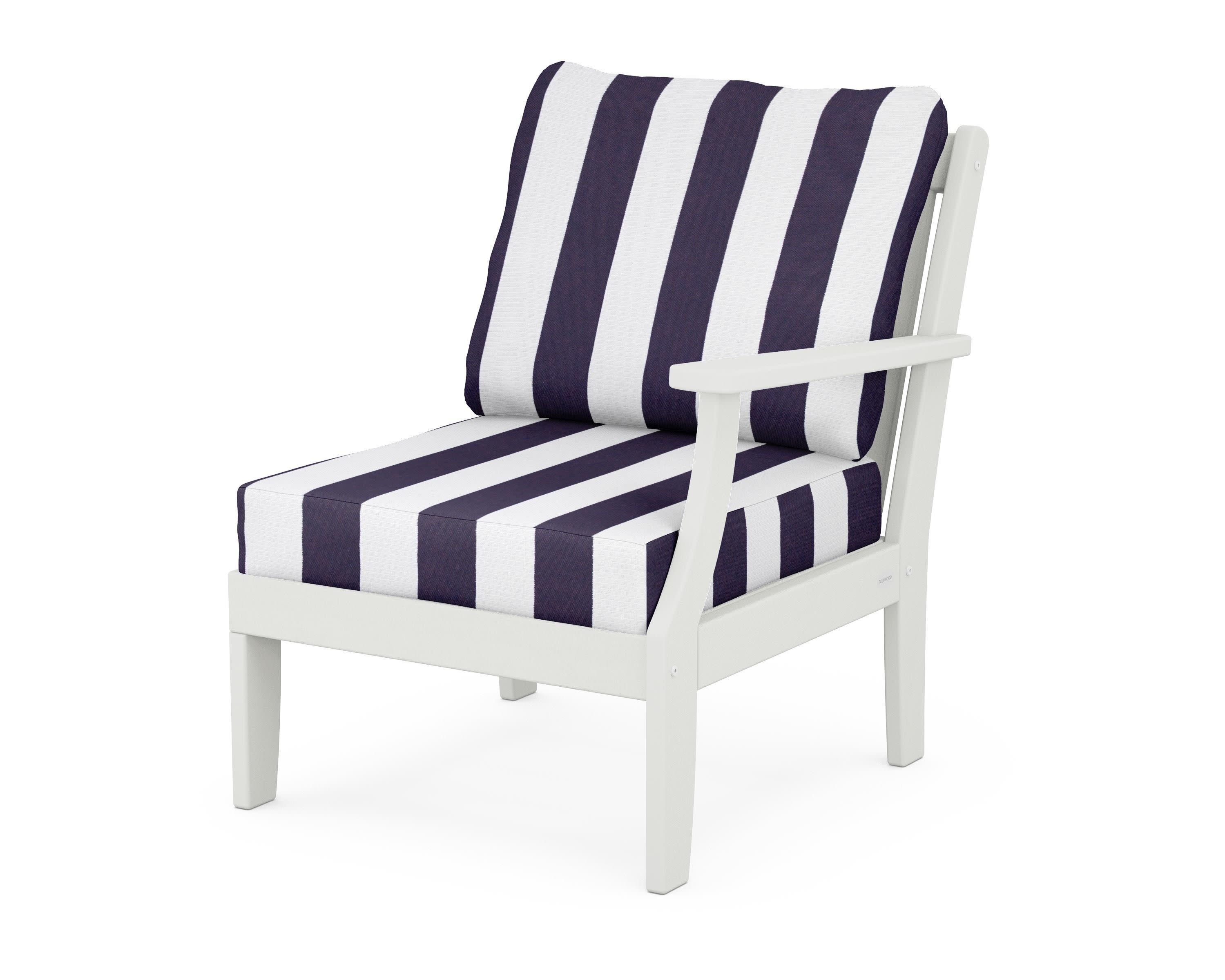 Braxton Modular Right Arm Chair in Vintage White / Cabana Stripe Navy