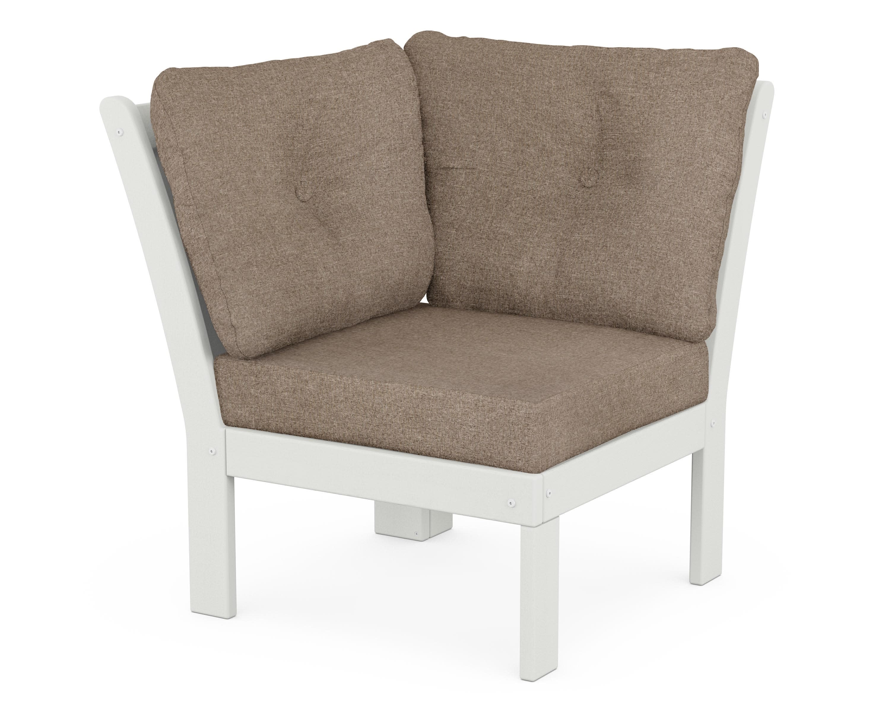 Vineyard Modular Corner Chair in Vintage White / Spiced Burlap