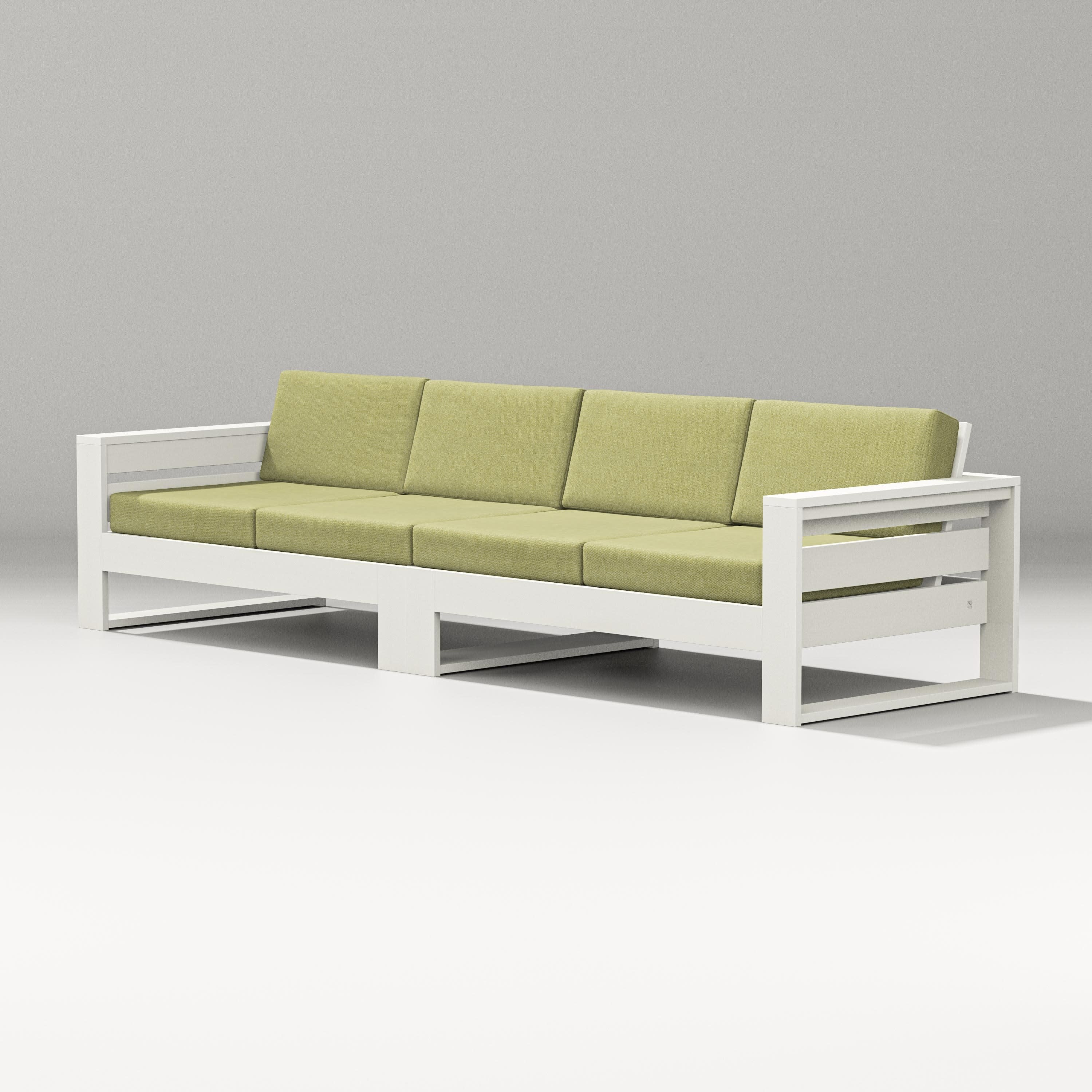 Latitude Straight Sectional in Vintage White / Chartreuse Boucle
