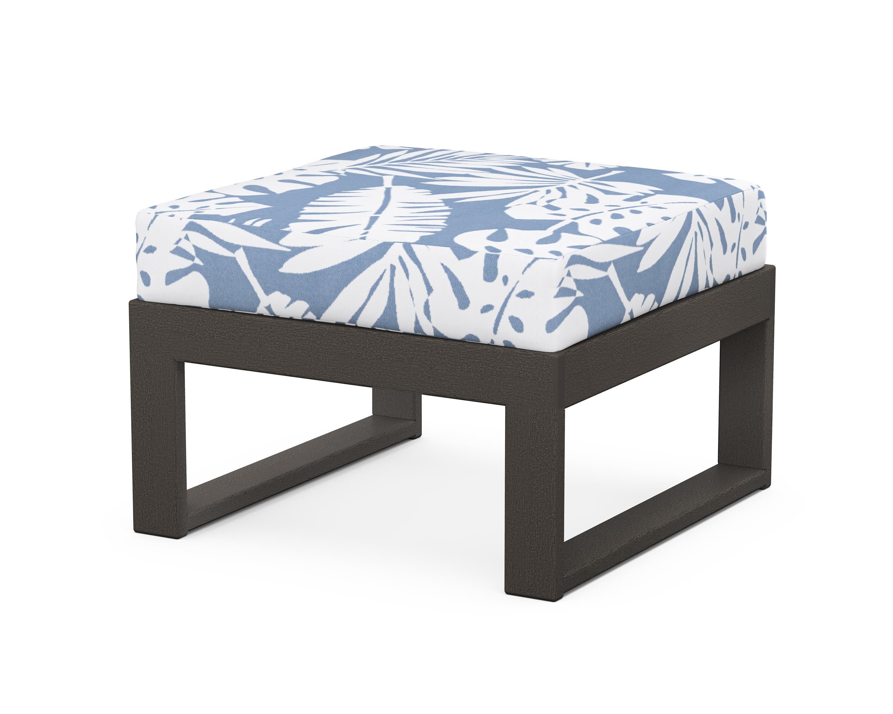 Modular Ottoman - Modern in Vintage Coffee / Leaf Sky Blue