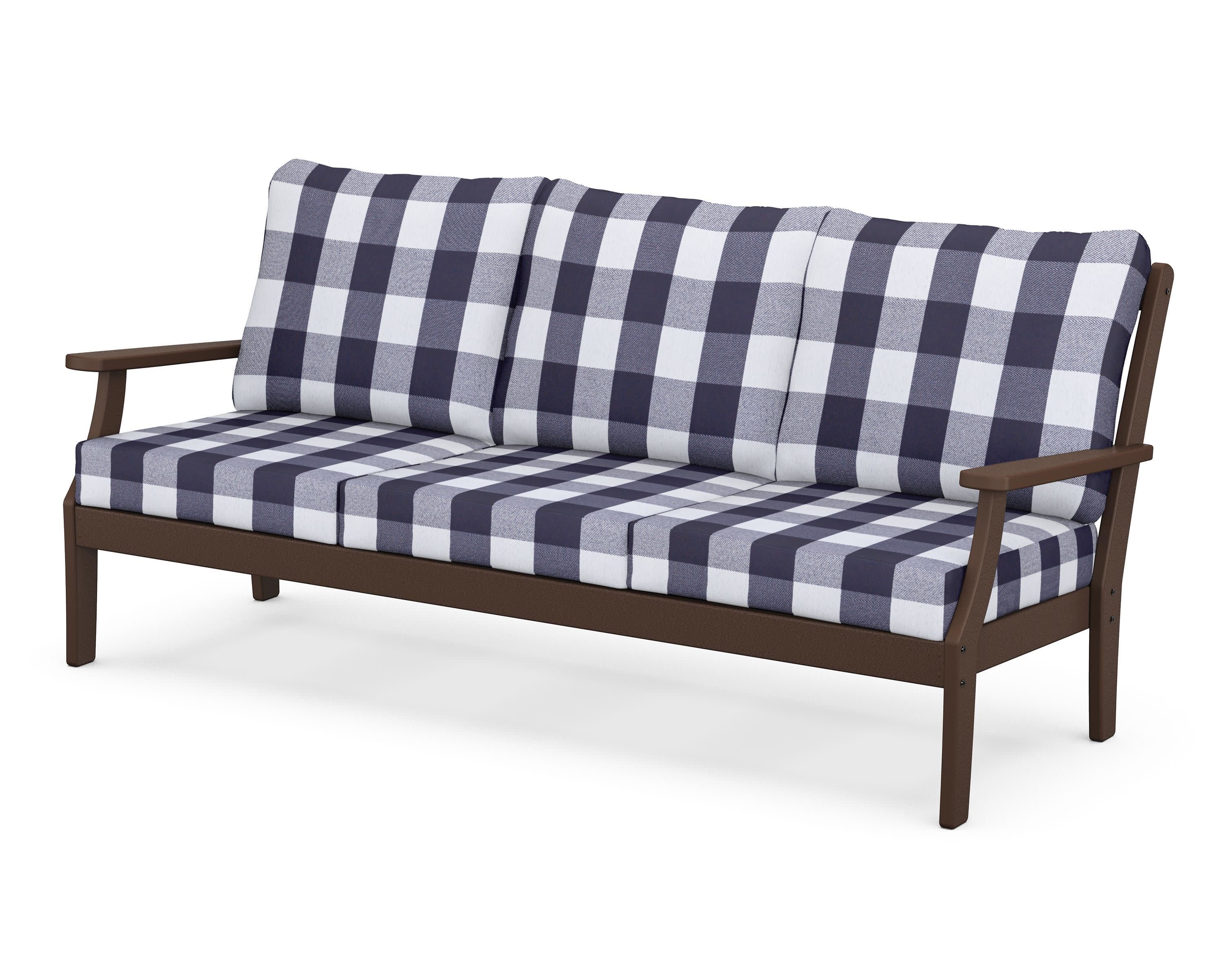 Braxton Deep Seating Sofa in Mahogany / Buffalo Plaid Navy
