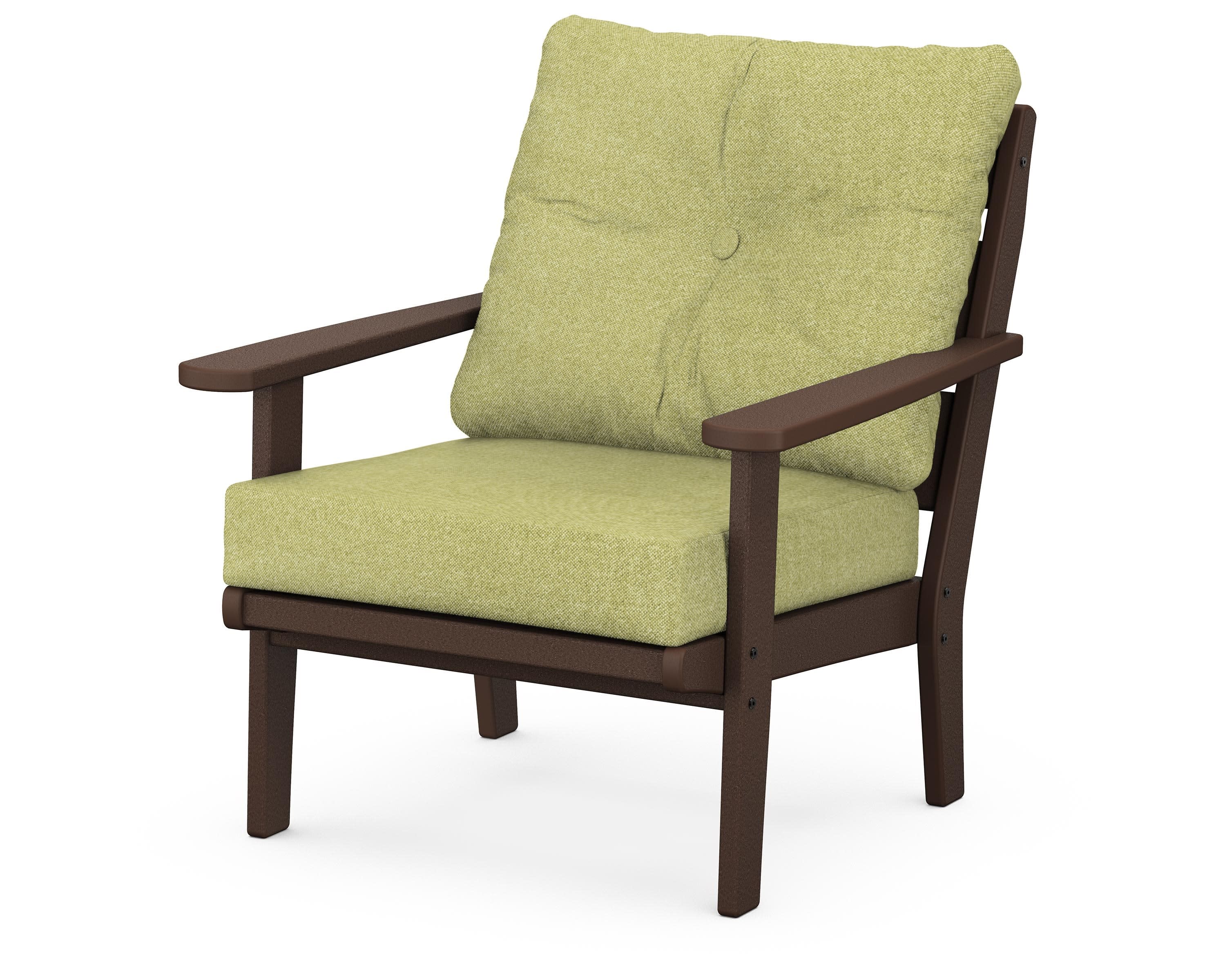 Lakeside Deep Seating Chair in Mahogany / Chartreuse Boucle