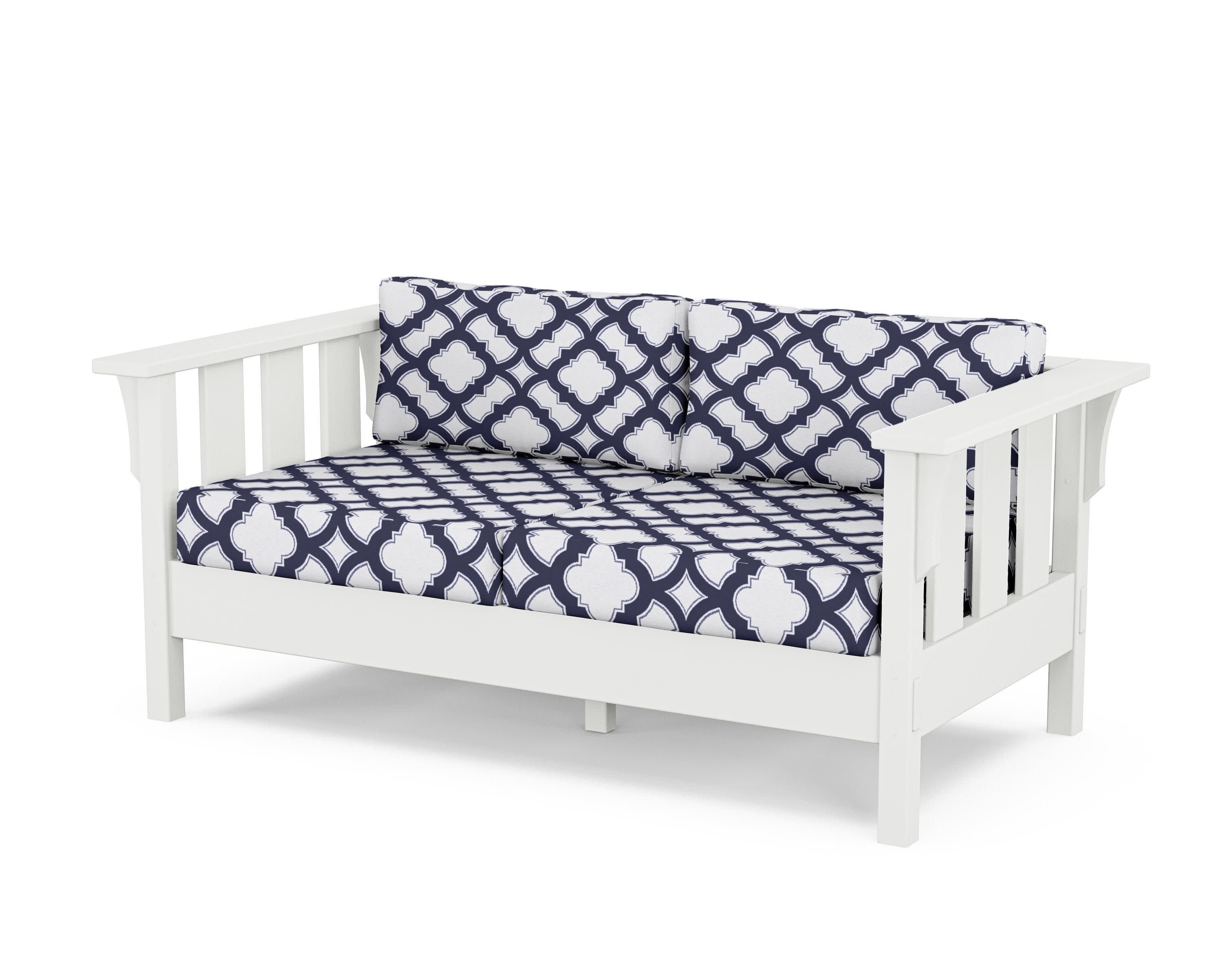 Acadia Deep Seating Loveseat in White / Trellis Navy