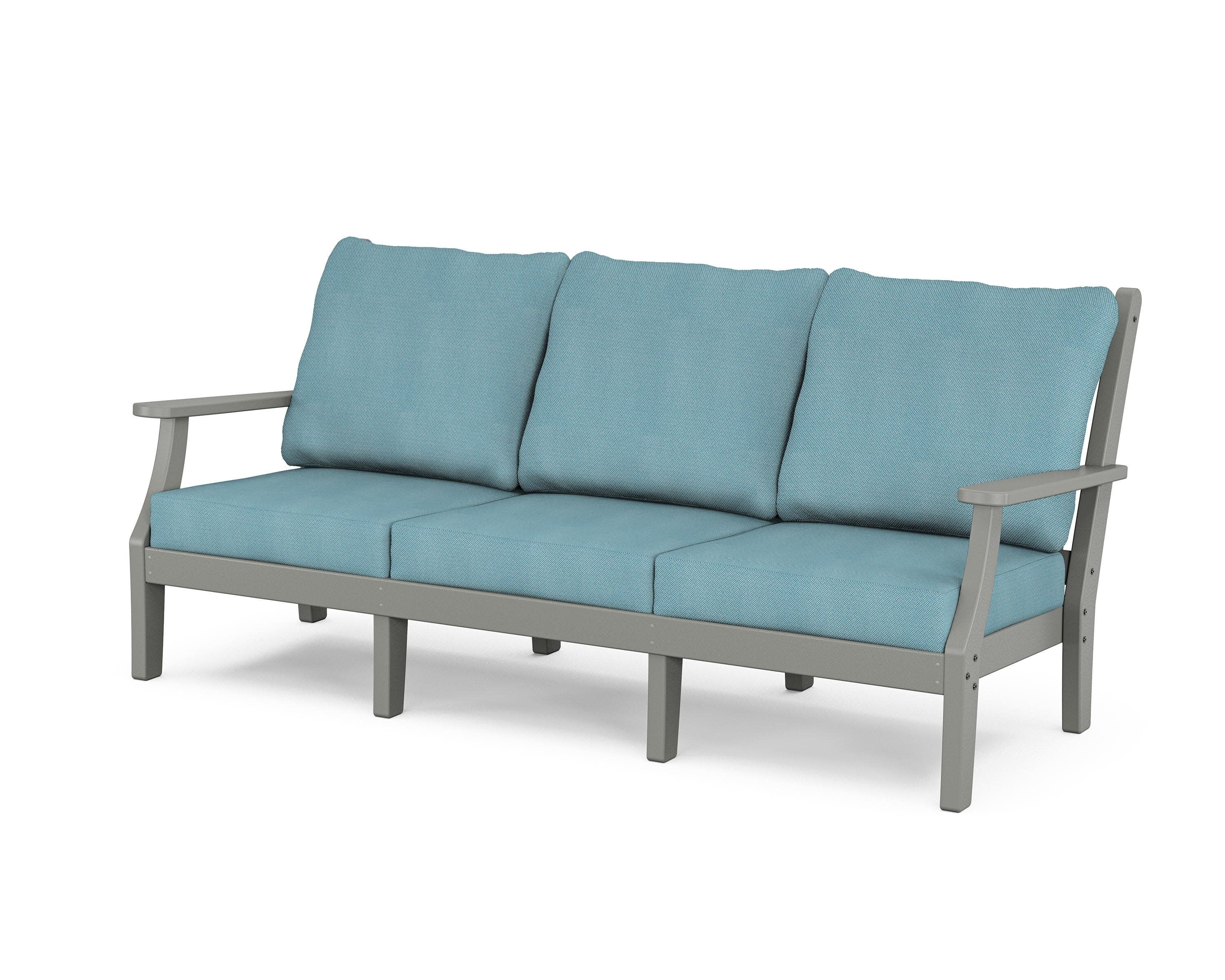 Wovendale Deep Seating Sofa in Slate Grey / Lattice Sky Blue