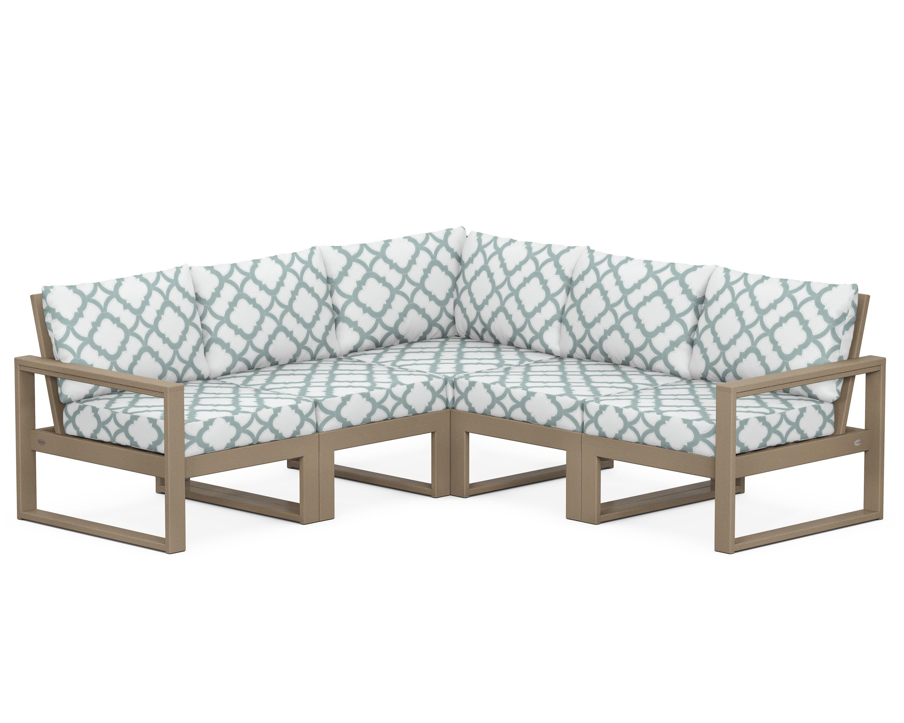 EDGE 5-Piece Modular Deep Seating Set in Vintage Sahara / Trellis Glacier Spa