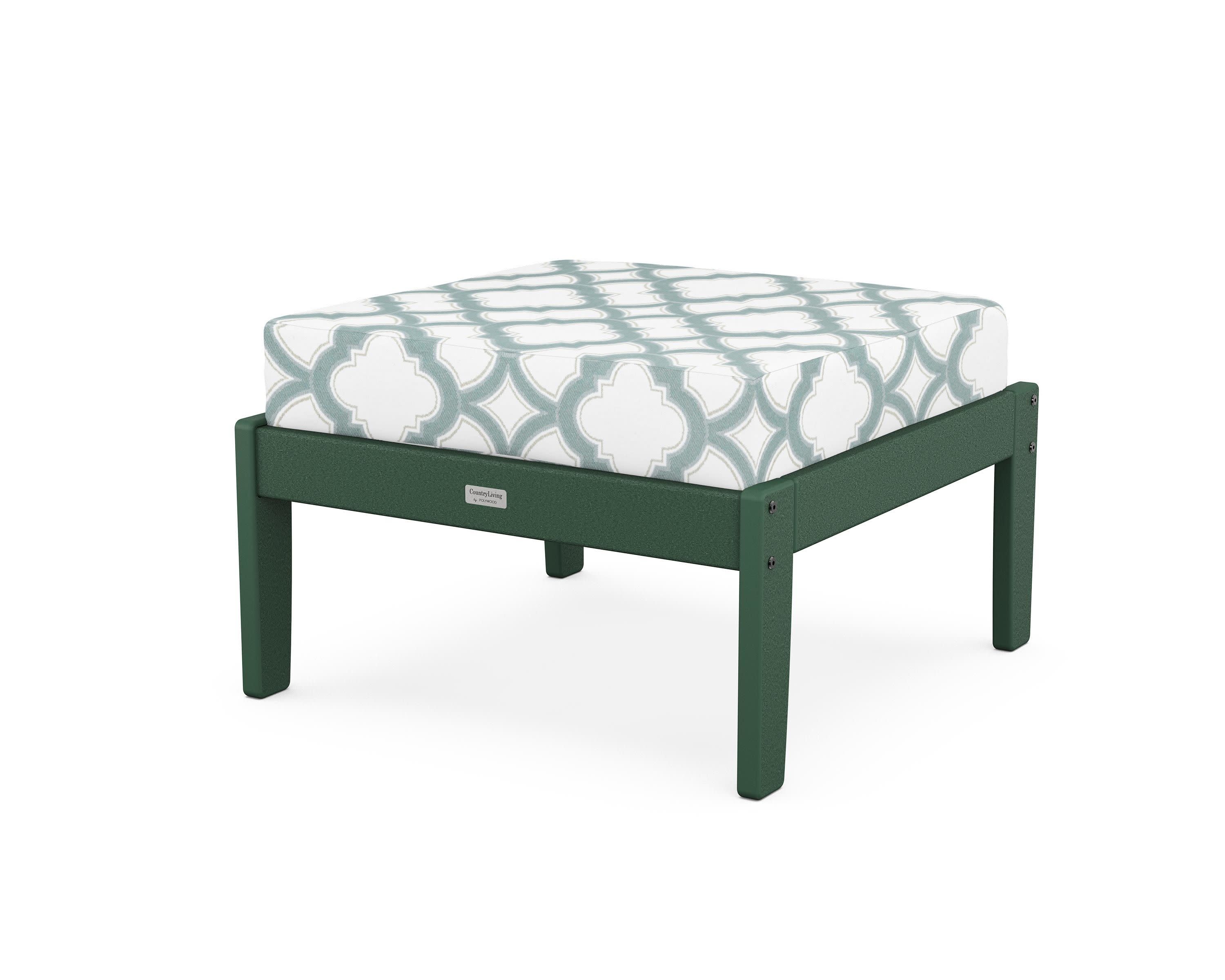 Cottage Deep Seating Ottoman in Green / Trellis Glacier Spa