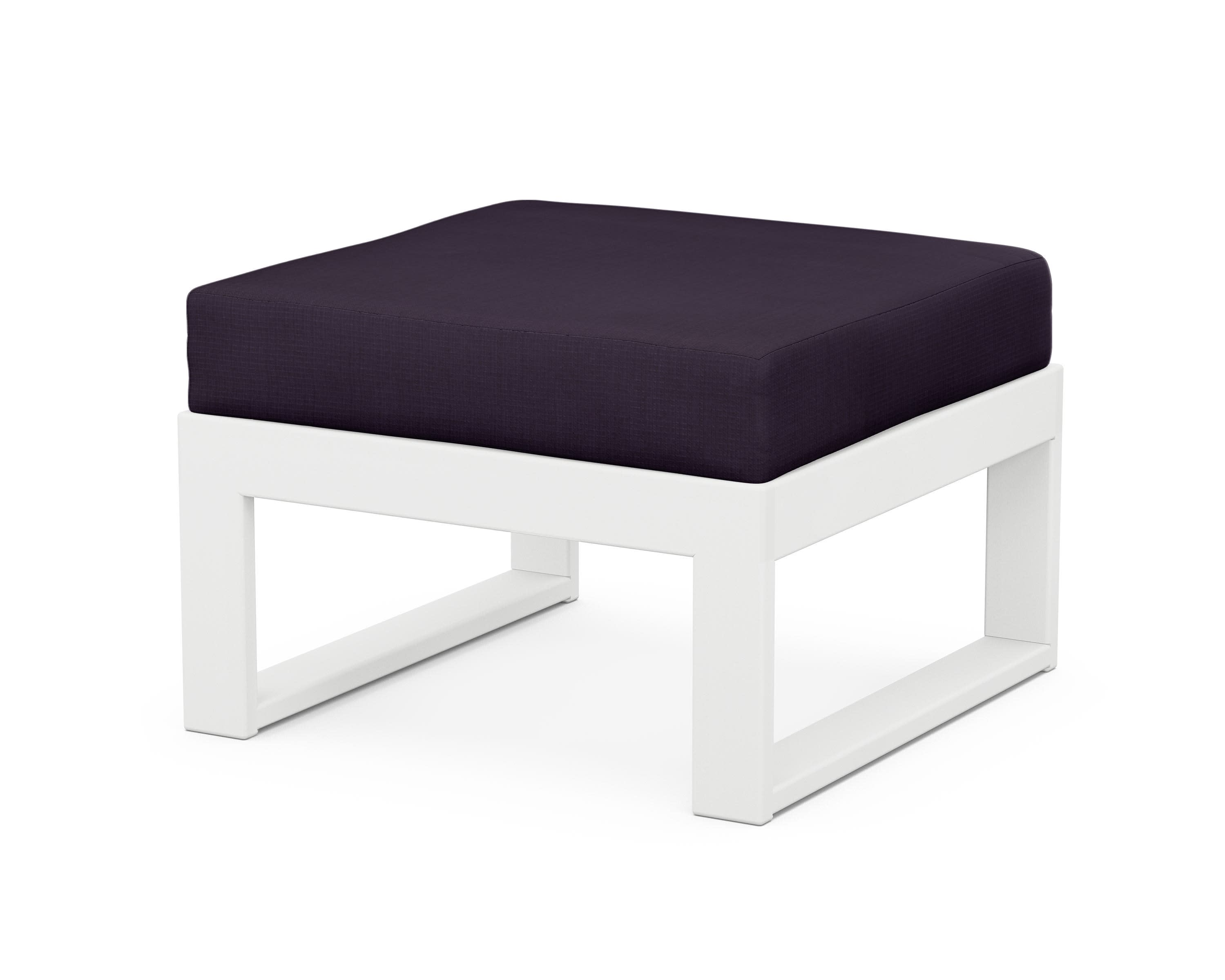 Modular Ottoman - Modern in White / Navy Linen