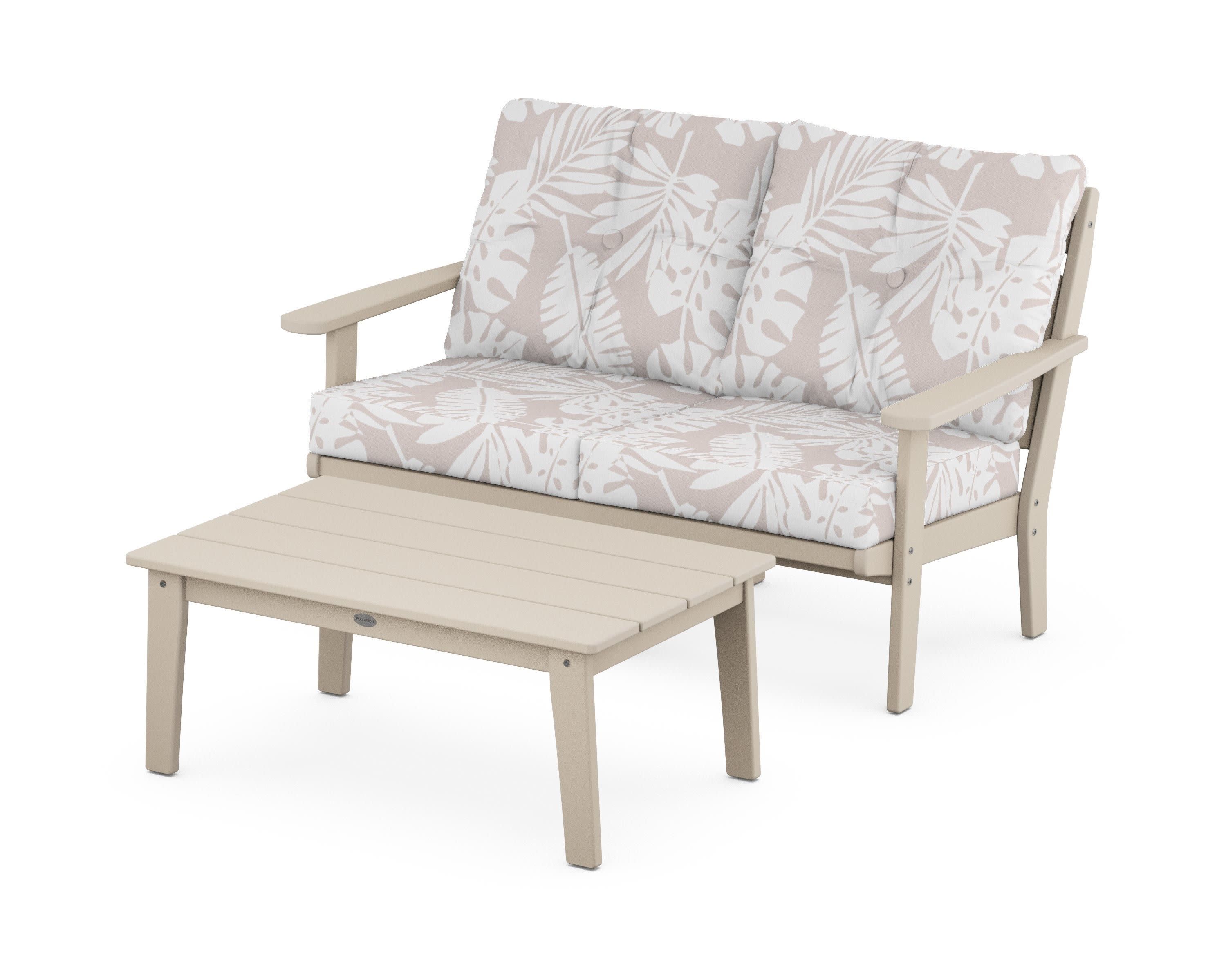 Lakeside 2-Piece Lounge Loveseat Set in Sand / Leaf Dune Burlap