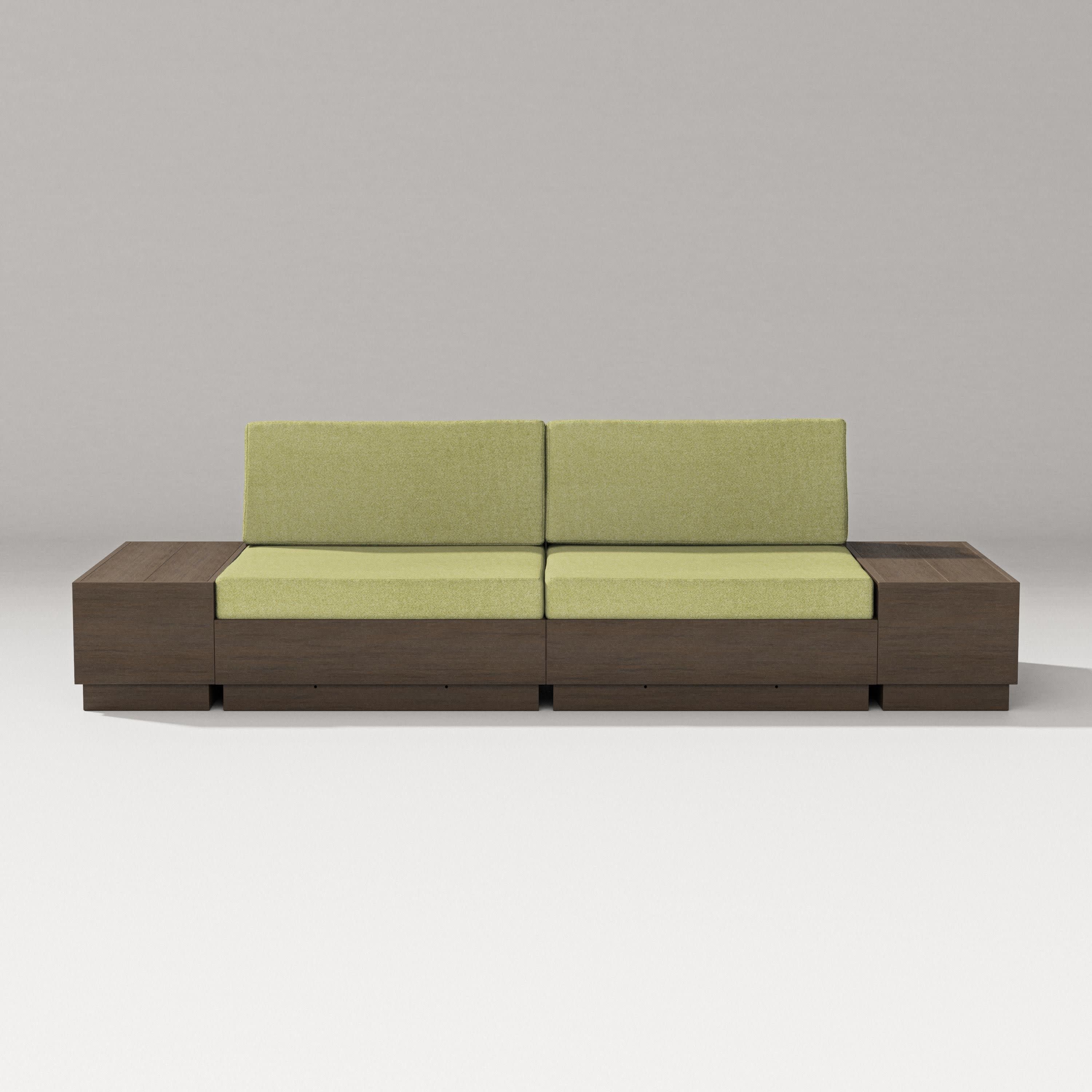 Elevate 4-Piece Loveseat Sectional in Kona / Chartreuse Boucle