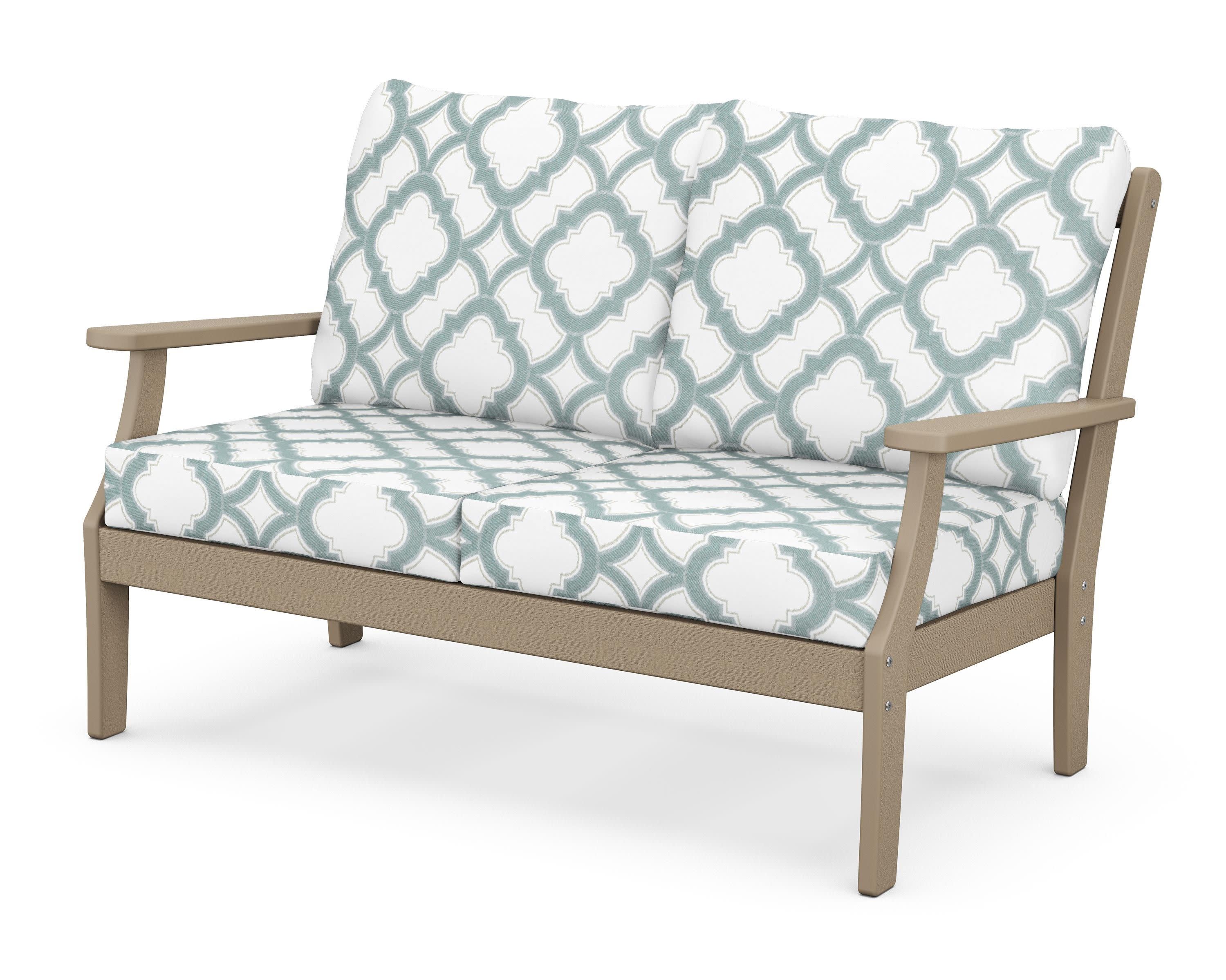 Braxton Deep Seating Loveseat in Vintage Sahara / Trellis Glacier Spa