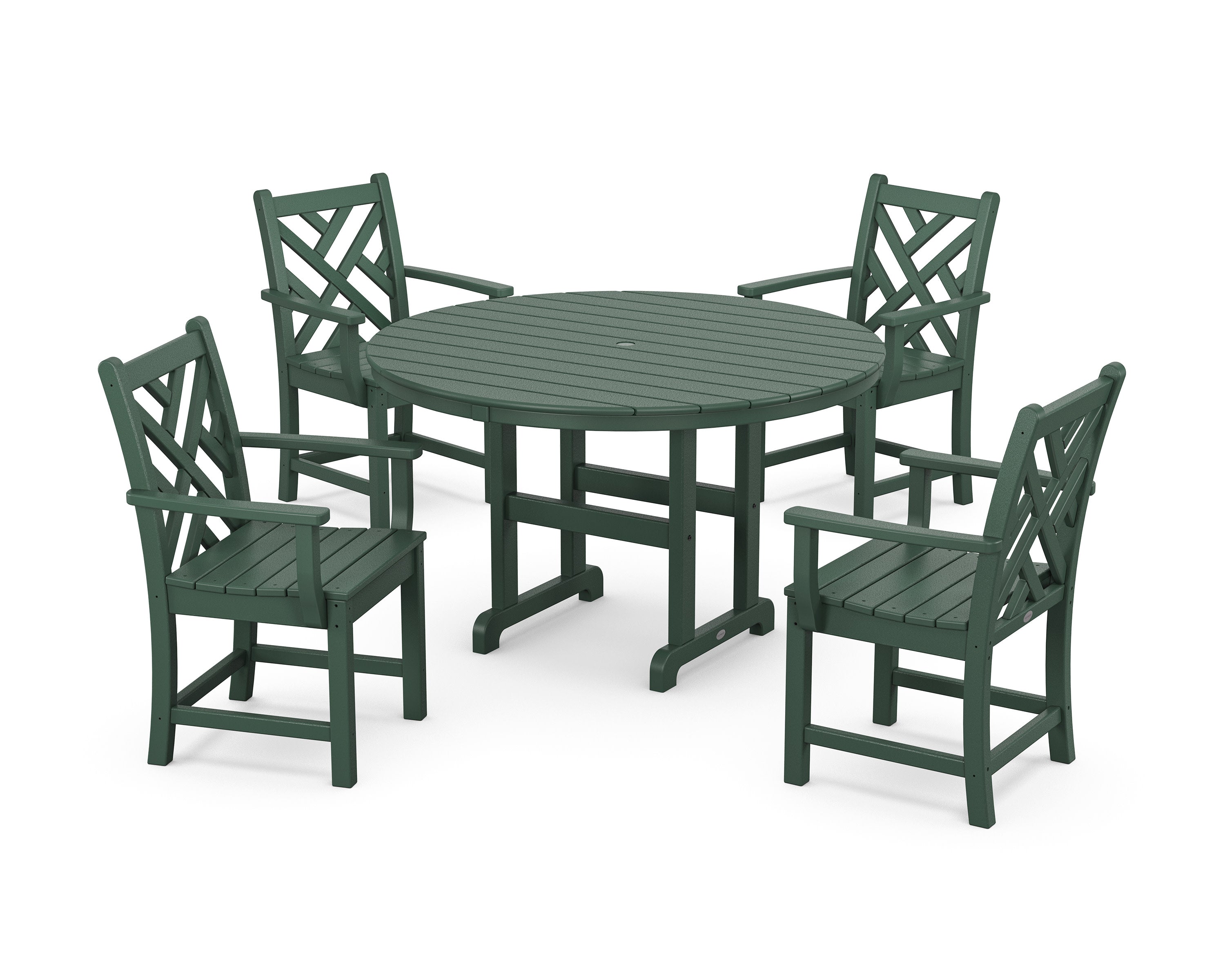 Chippendale 5-Piece Round Farmhouse Dining Set in Green