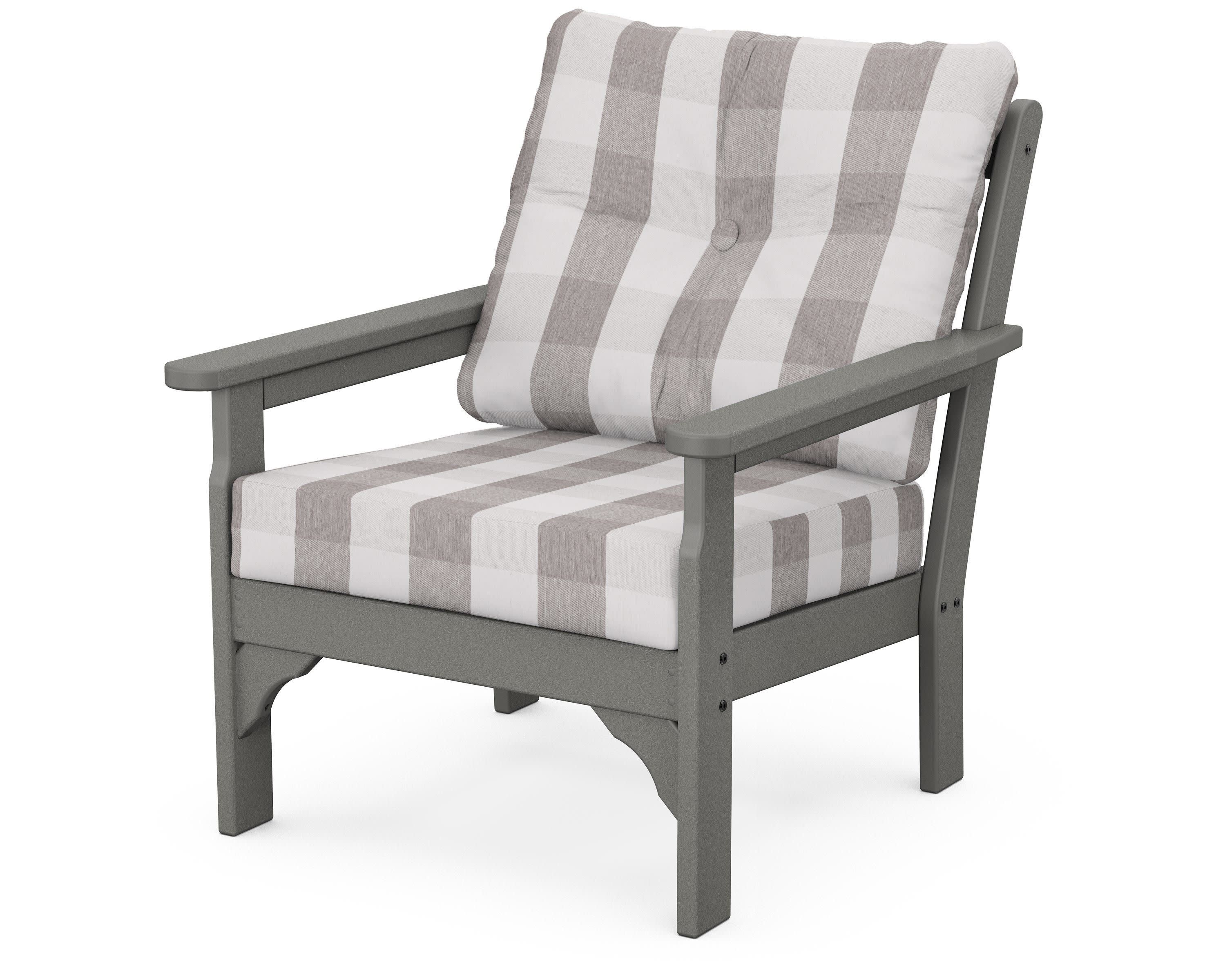 Vineyard Deep Seating Chair in Slate Grey / Buffalo Plaid Grey Mist