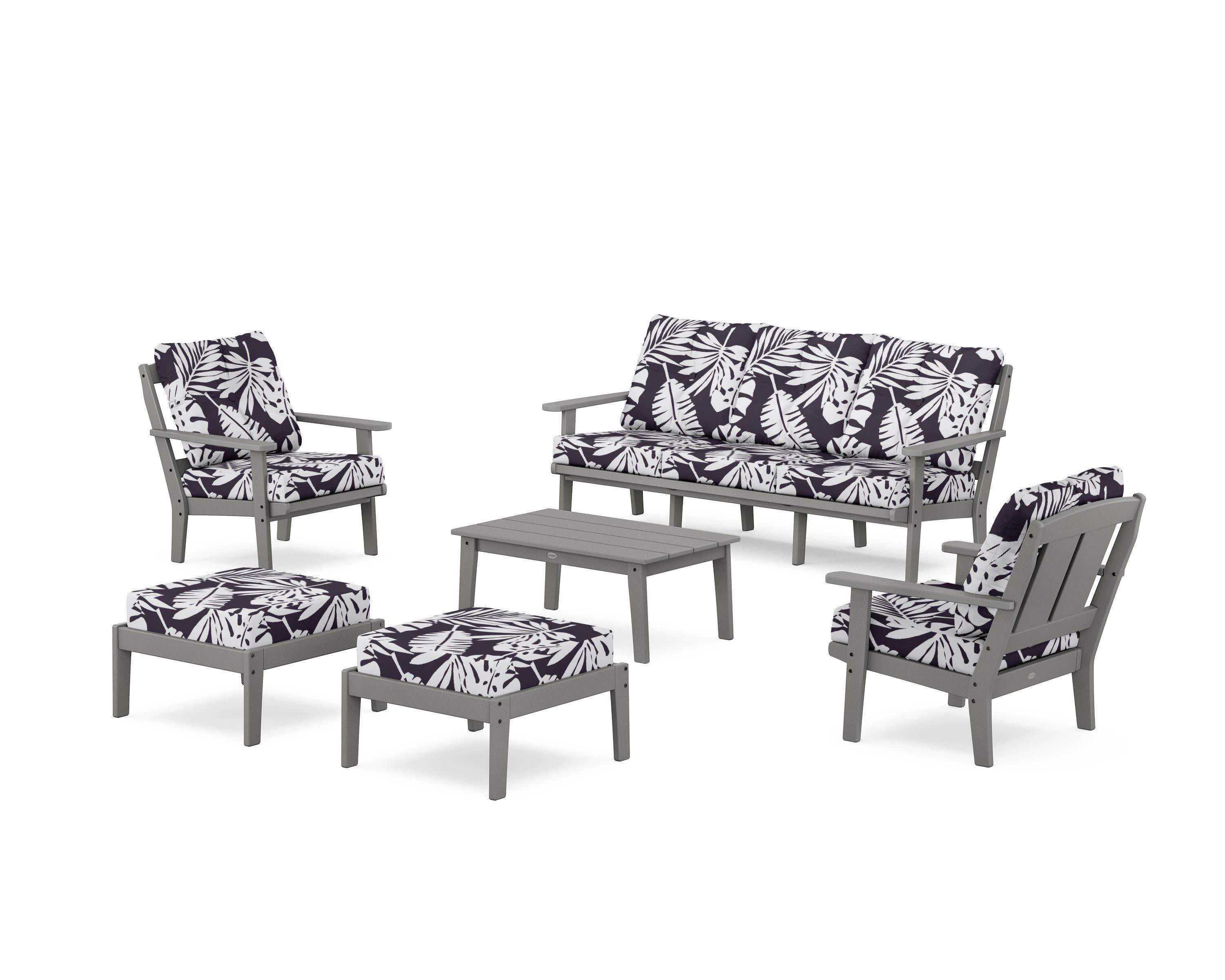 Mission 6-Piece Lounge Sofa Set in Slate Grey / Leaf Navy
