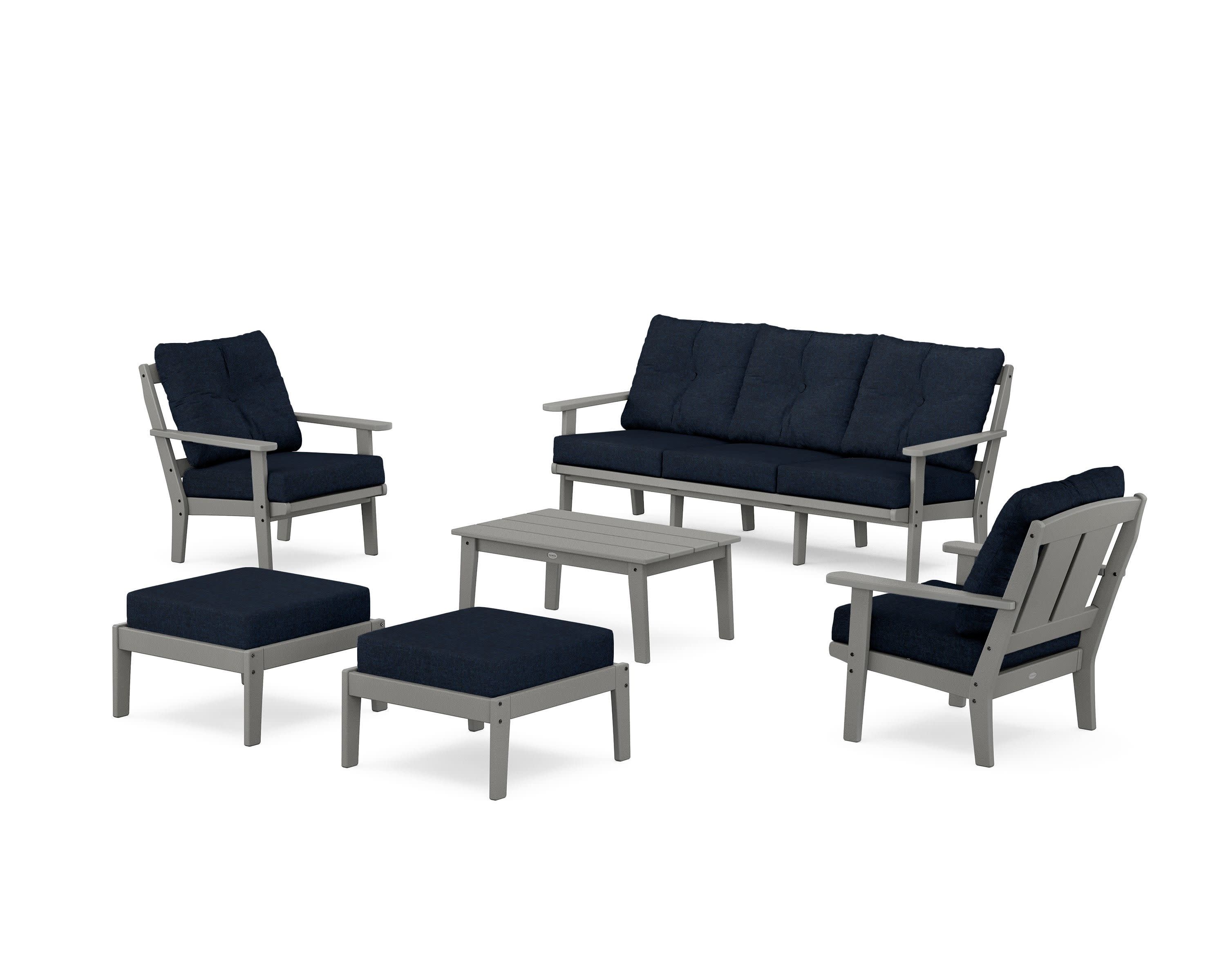 Mission 6-Piece Lounge Sofa Set in Slate Grey / Marine Indigo