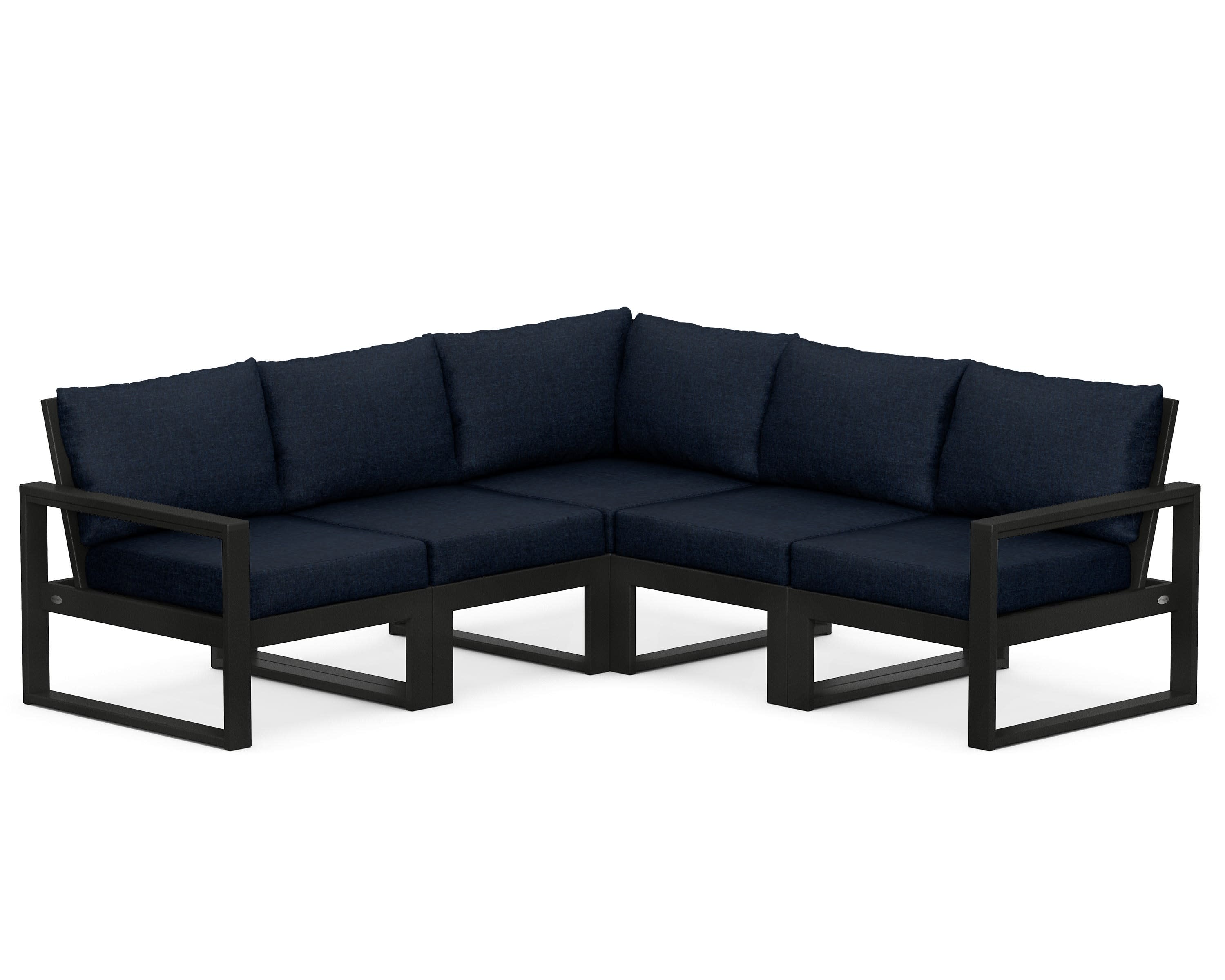 EDGE 5-Piece Modular Deep Seating Set in Black / Marine Indigo