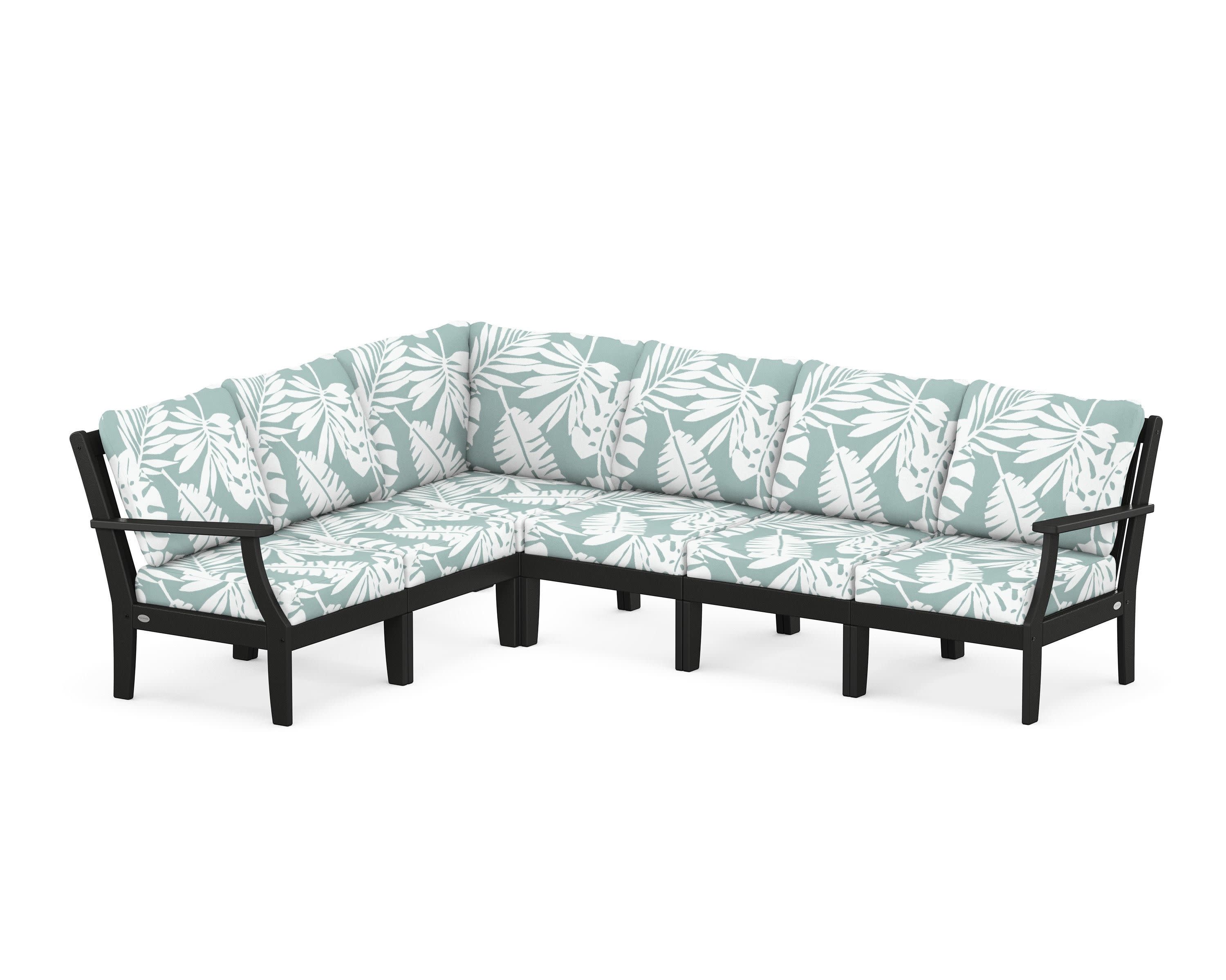 Braxton Modular 6-Piece Deep Seating Set in Black / Leaf Glacier Spa