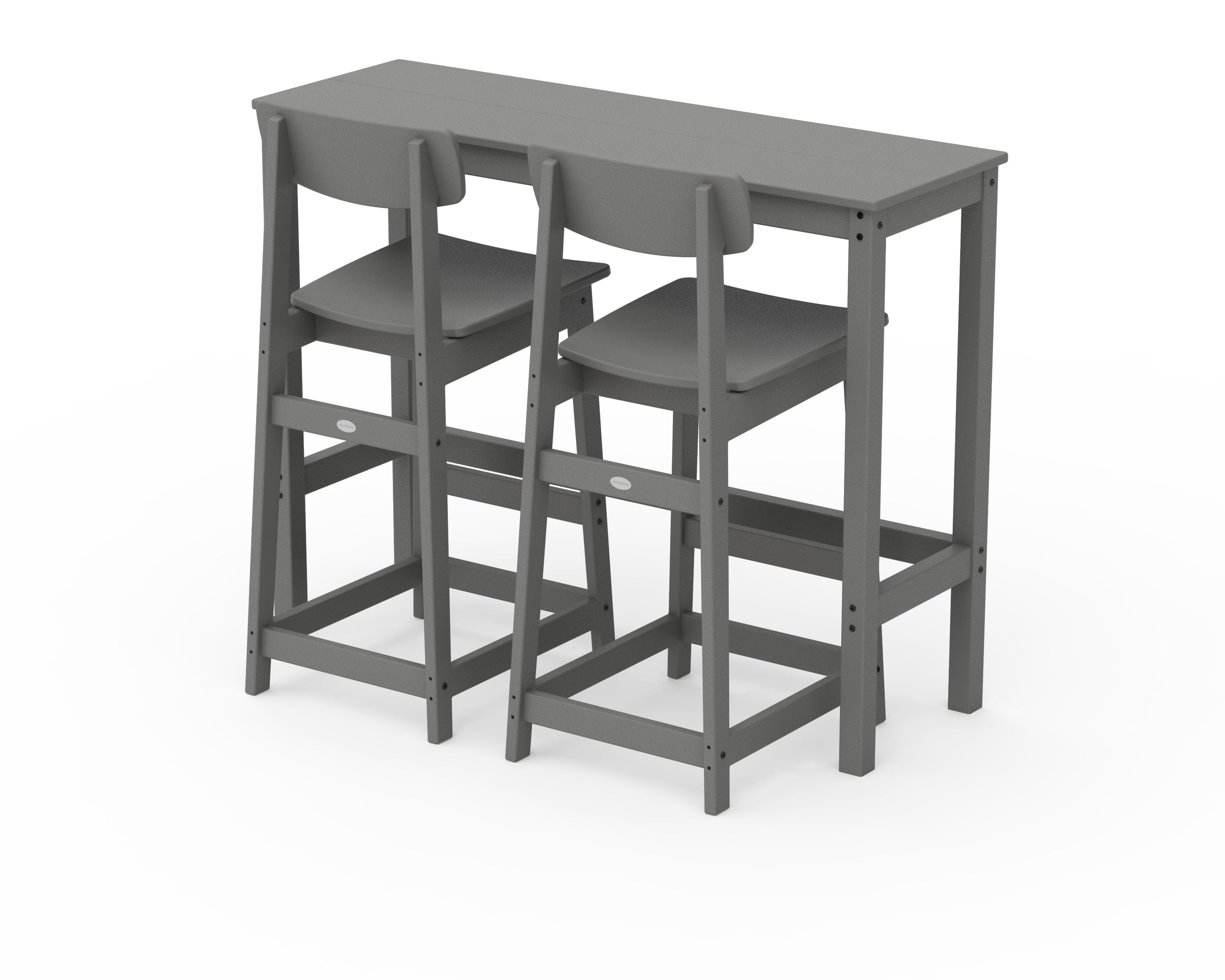 Modern Studio Urban Bar Chair 3-Piece Balcony Set in Slate Grey