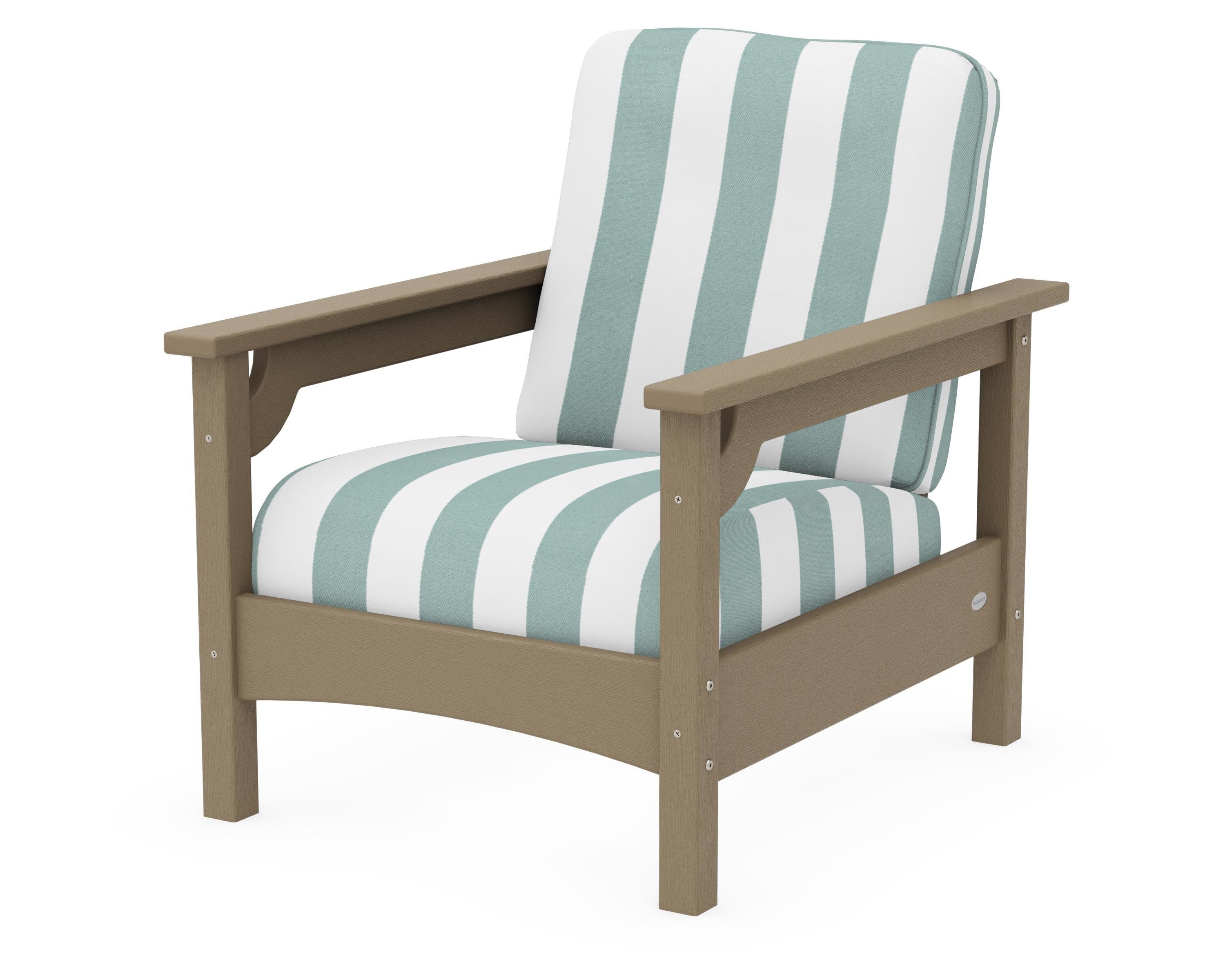 Club Chair in Vintage Sahara / Cabana Stripe Glacier Spa