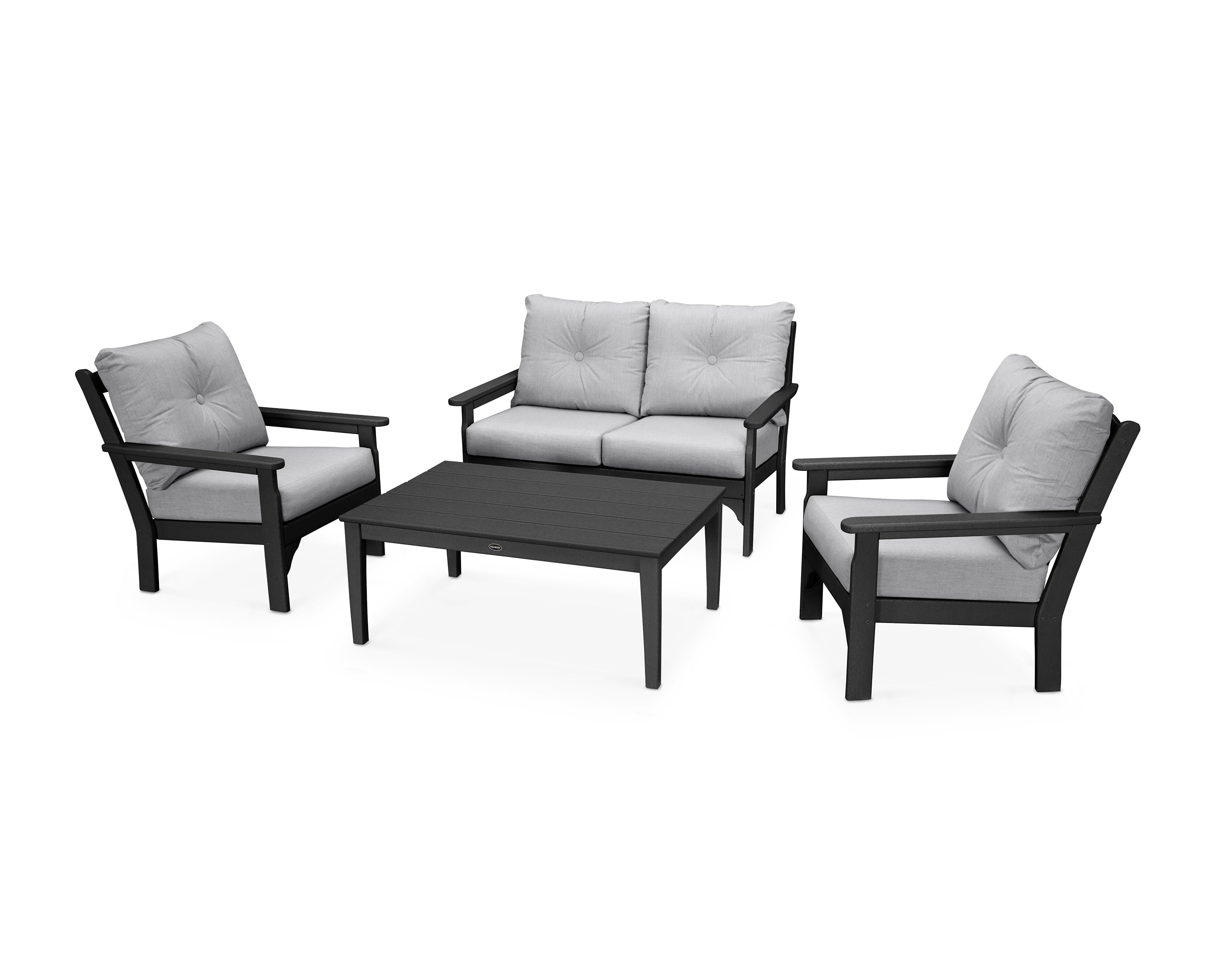 Vineyard 4-Piece Deep Seating Set in Black / Granite