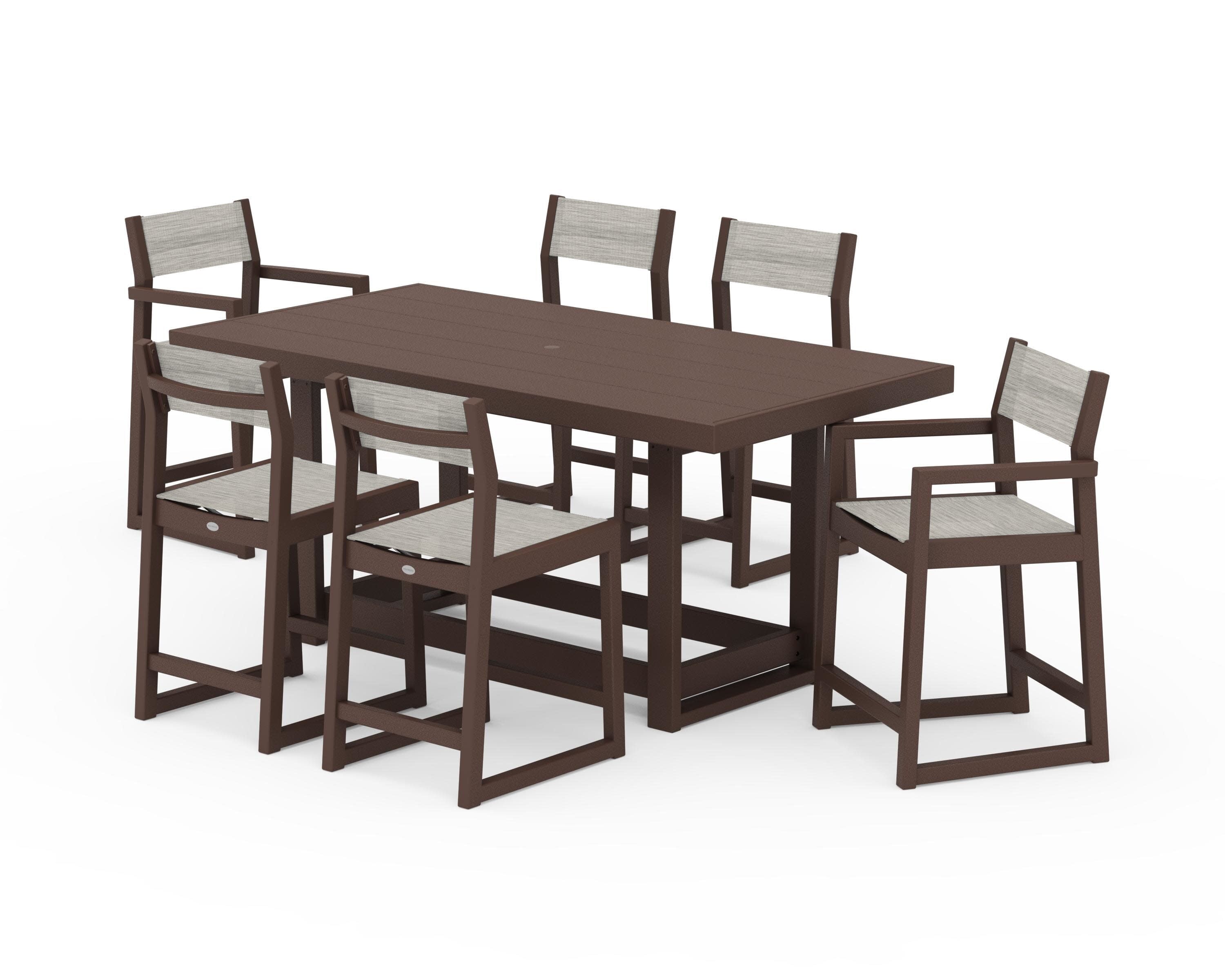EDGE Sling 7-Piece Counter Table Set in Mahogany / Birch Sling