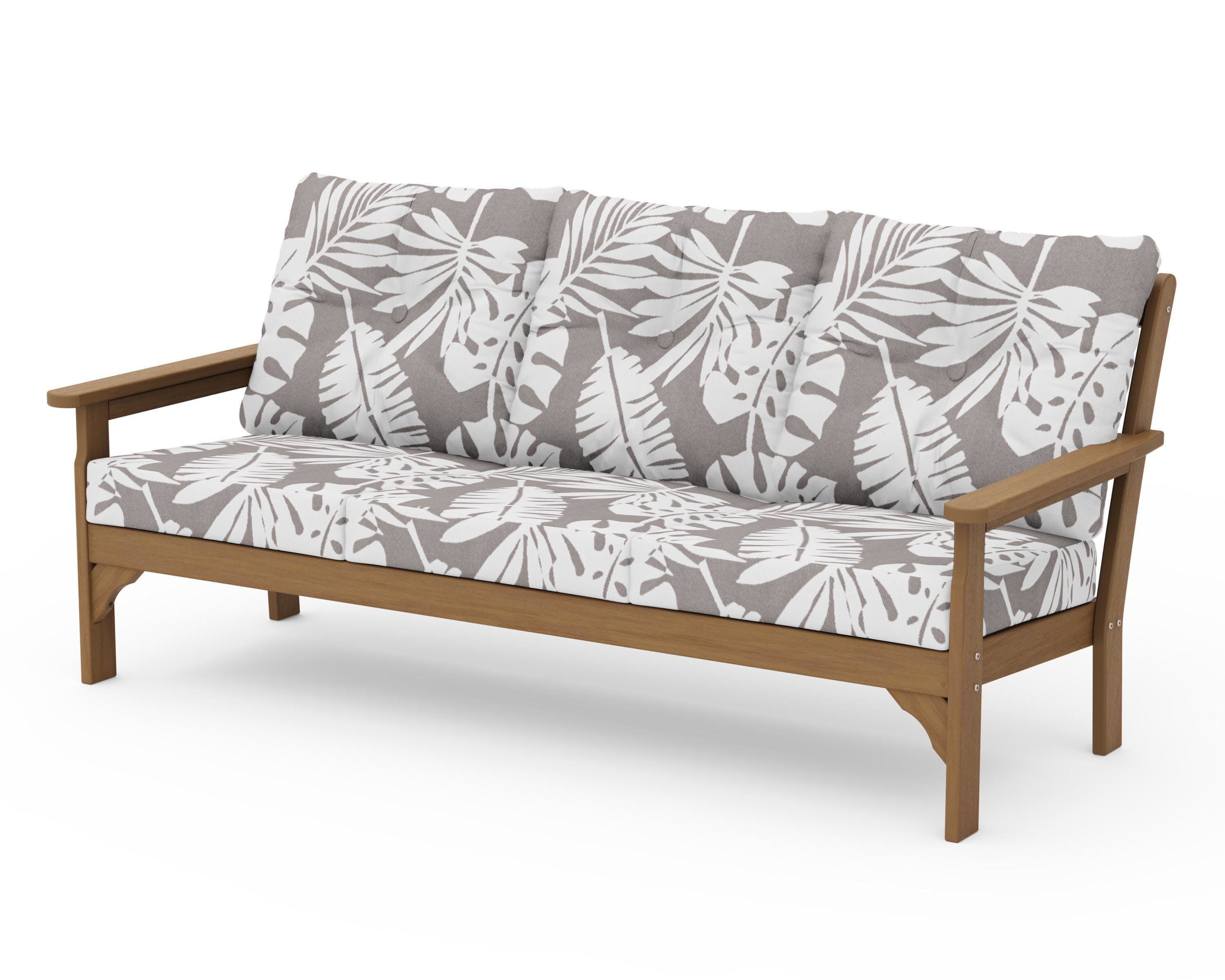 Vineyard Deep Seating Sofa in Natural / Leaf Grey Mist