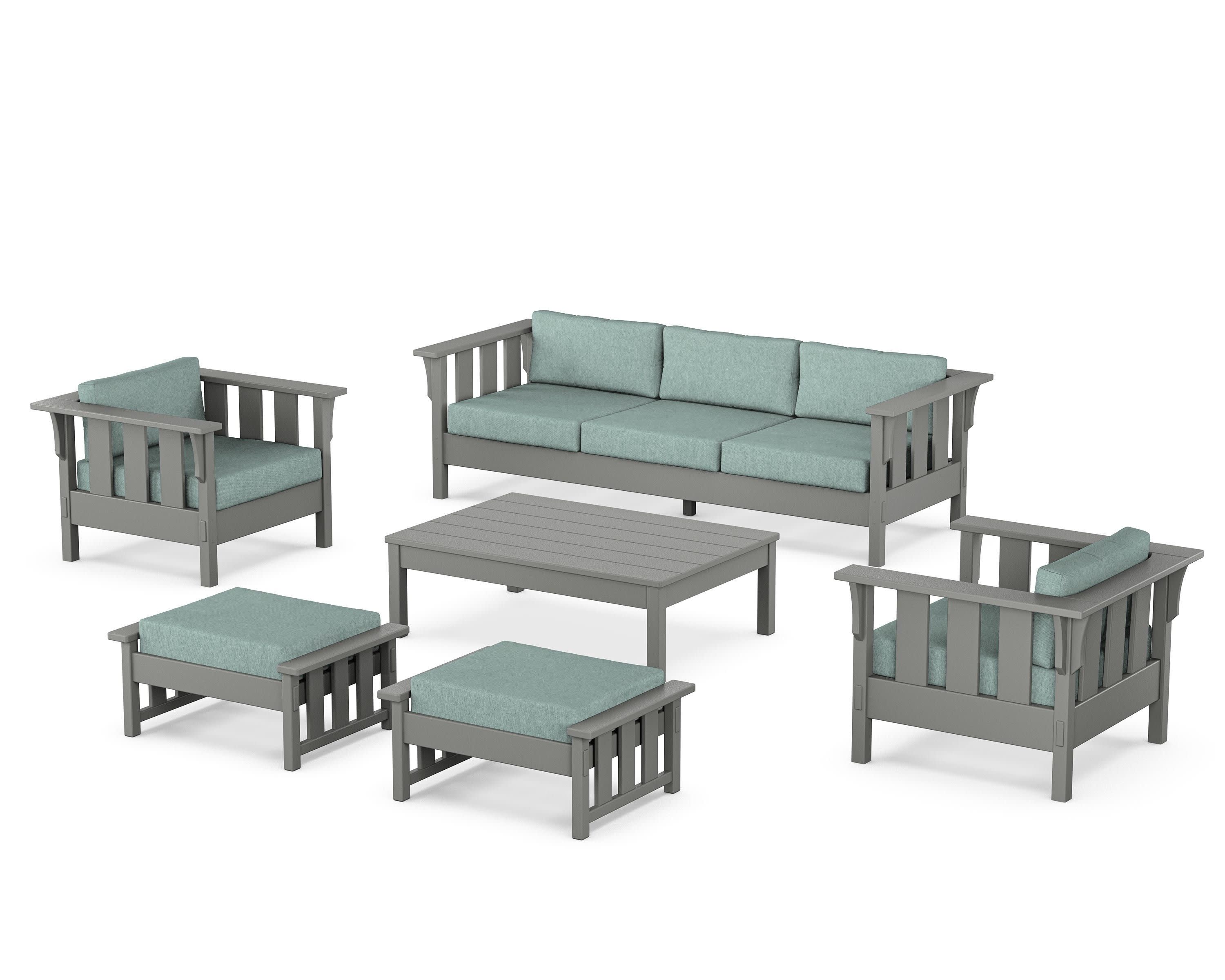 Acadia 6-Piece Lounge Sofa Set in Slate Grey / Glacier Spa