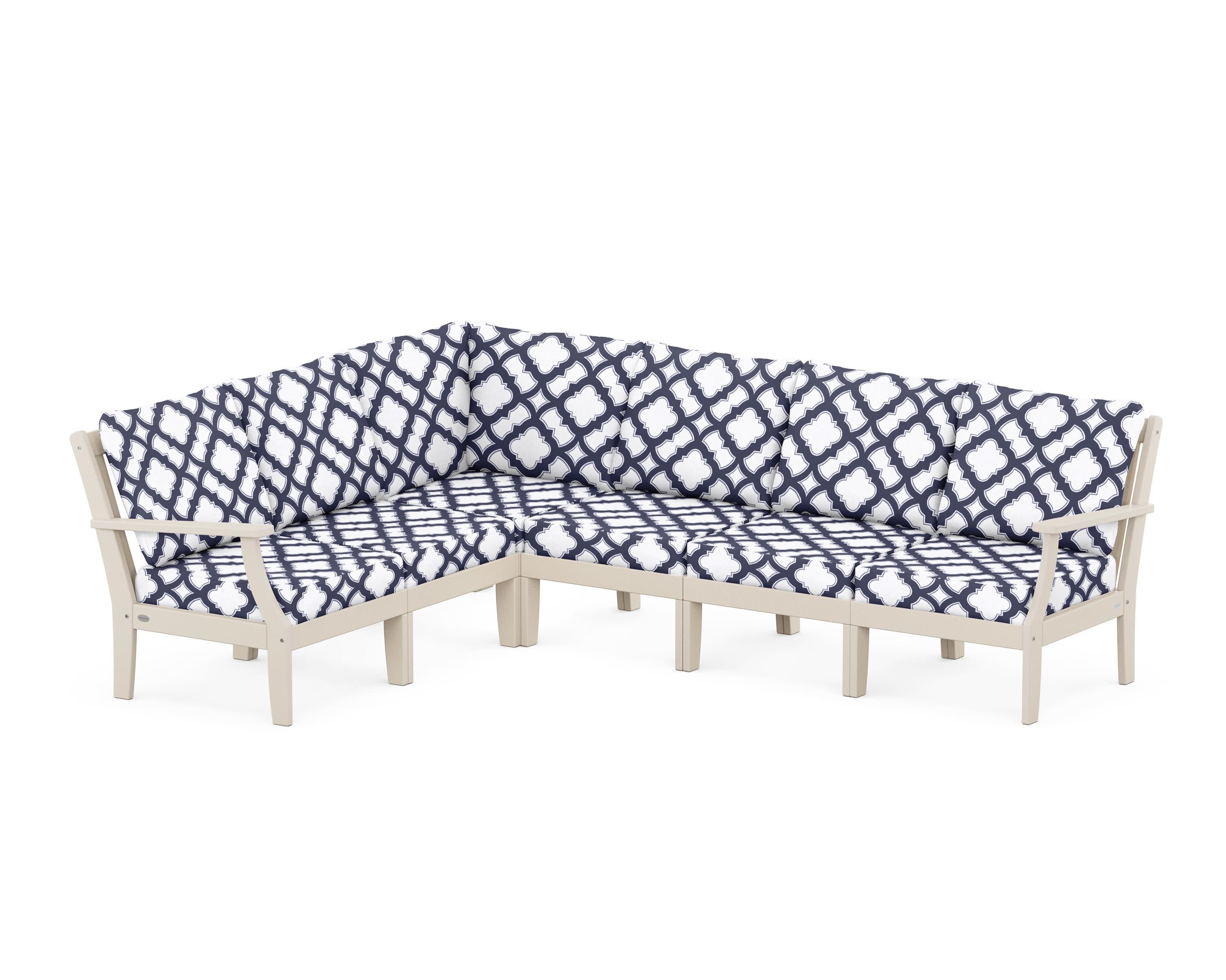 Braxton Modular 6-Piece Deep Seating Set in Sand / Trellis Navy