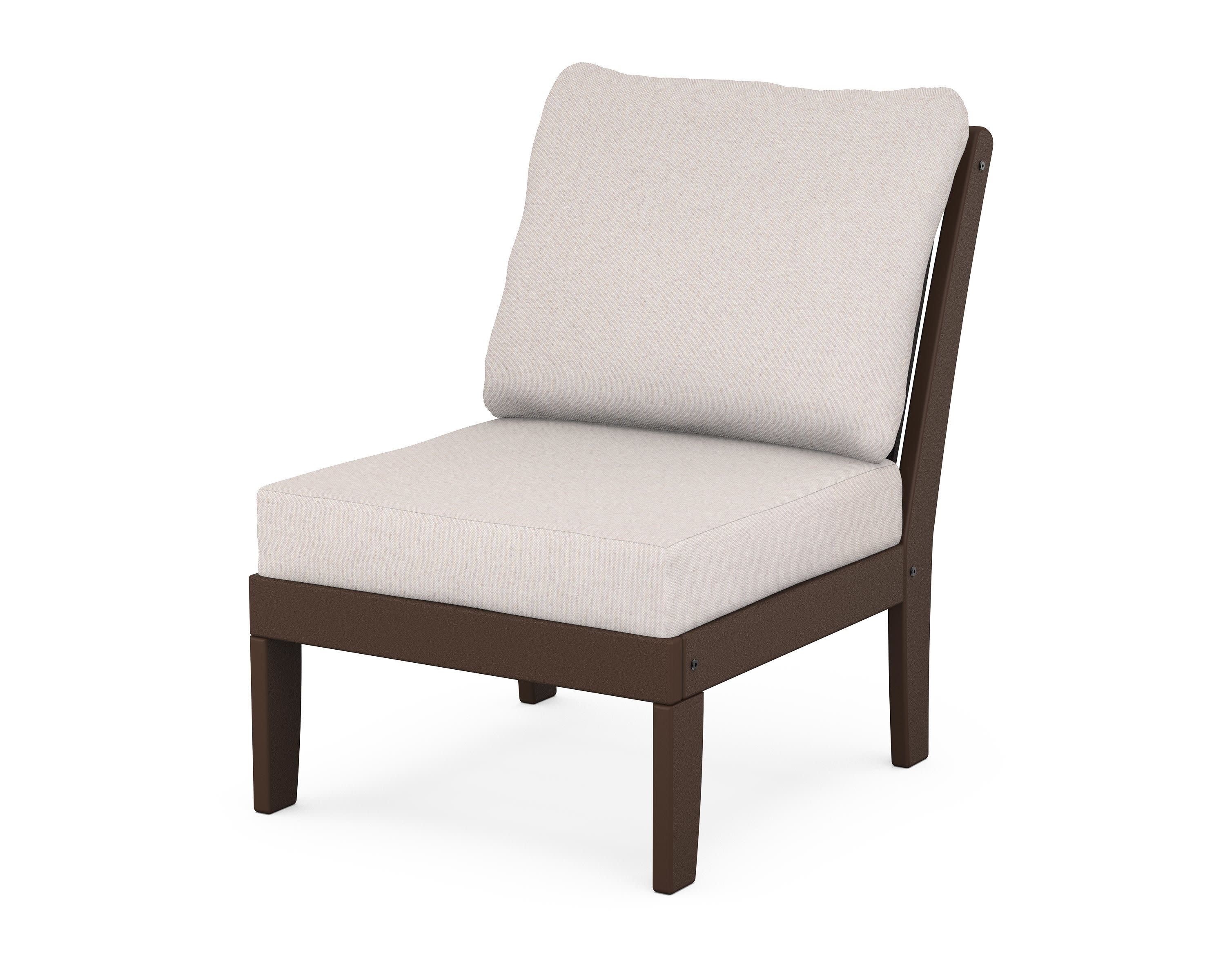 Braxton Modular Armless Chair in Mahogany / Dune Burlap