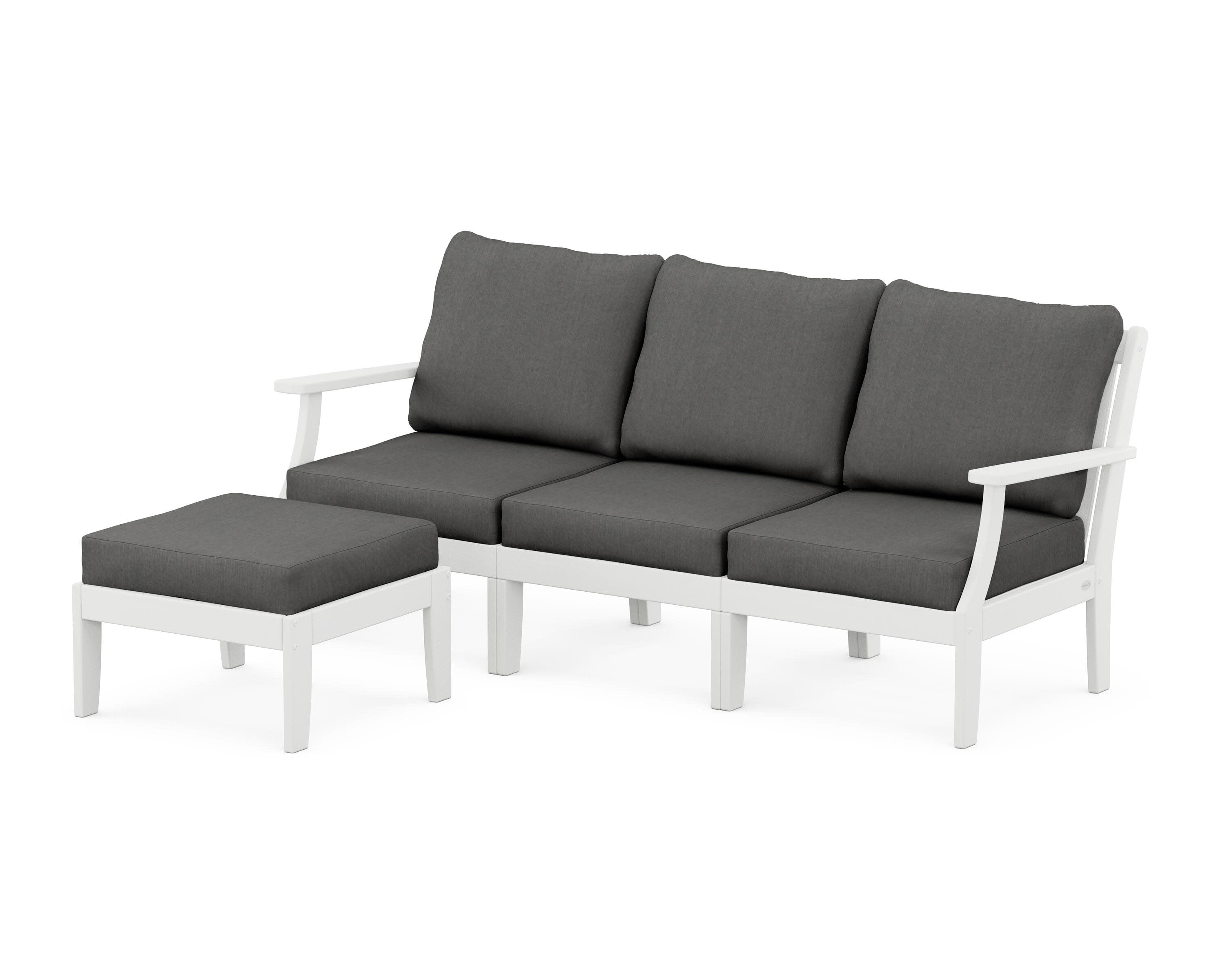 Braxton Modular 4-Piece Deep Seating Set with Ottoman in White / Spectrum Carbon